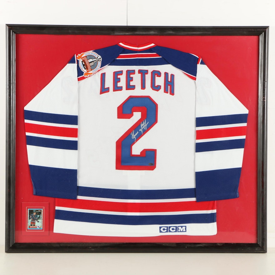 Framed Brian Leetch Autographed NY Ranger 1994 Stanley Cup Championship Jersey