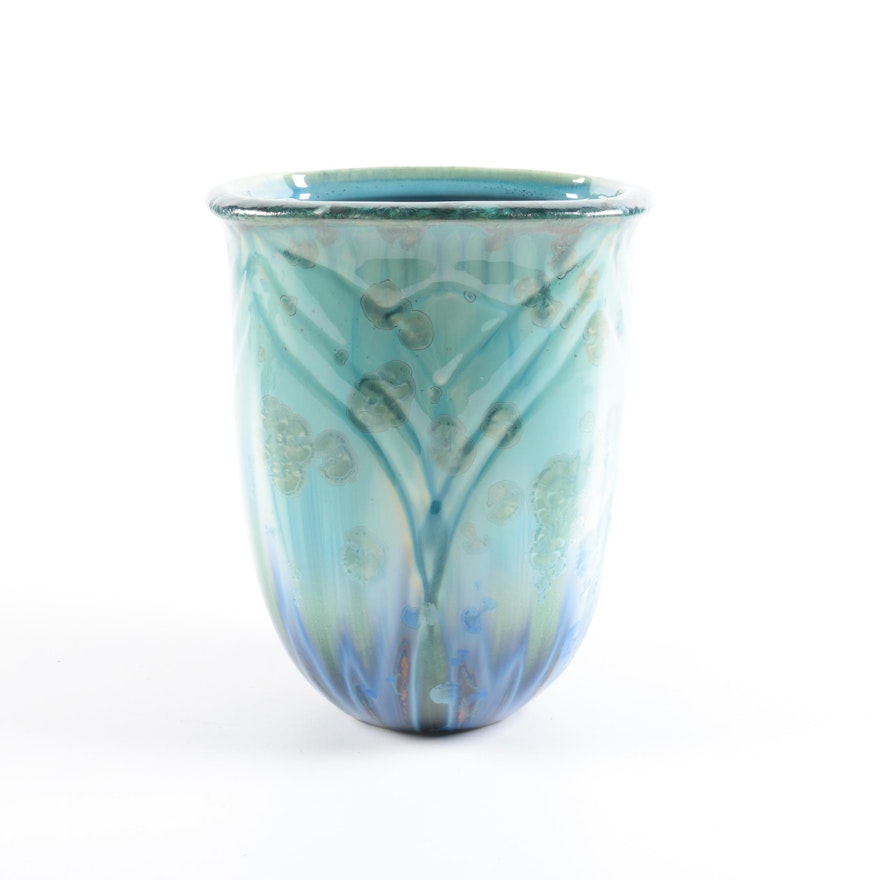 Hand Thrown Porcelain Crystalline Glazed Vase