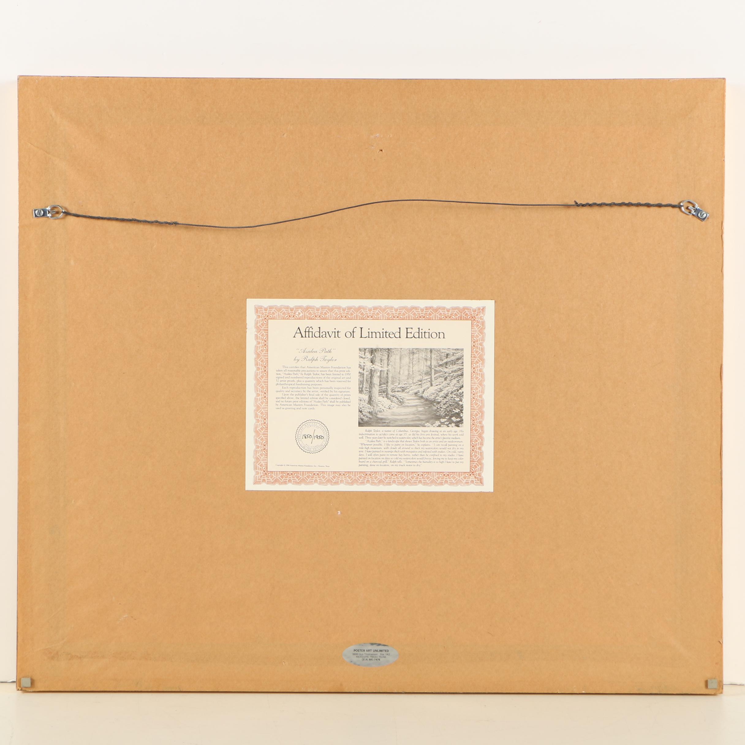 Ralph Taylor Limited Edition Offset Lithograph "Azalea Path"