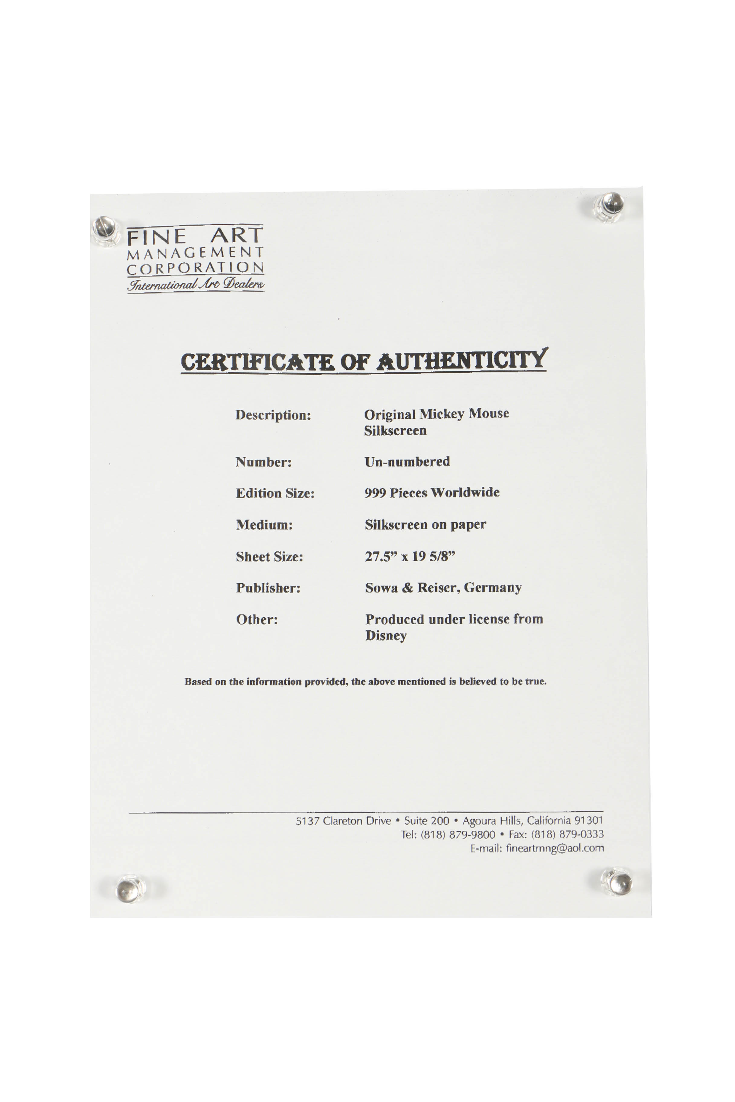 Sowa & Reiser Serigraph "Mickey Mouse"