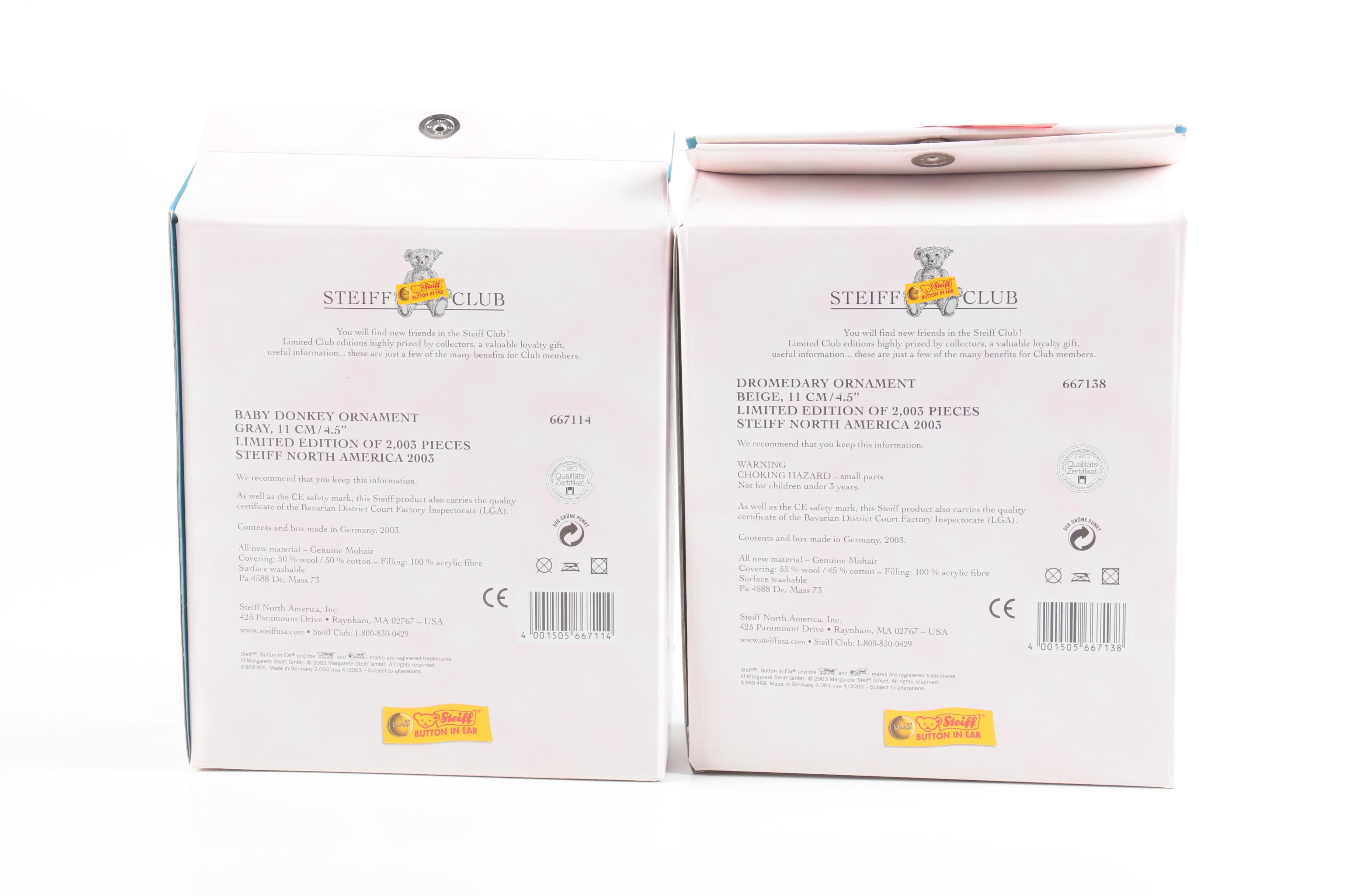 Steiff Limited Edition Stuffed Animal Ornaments