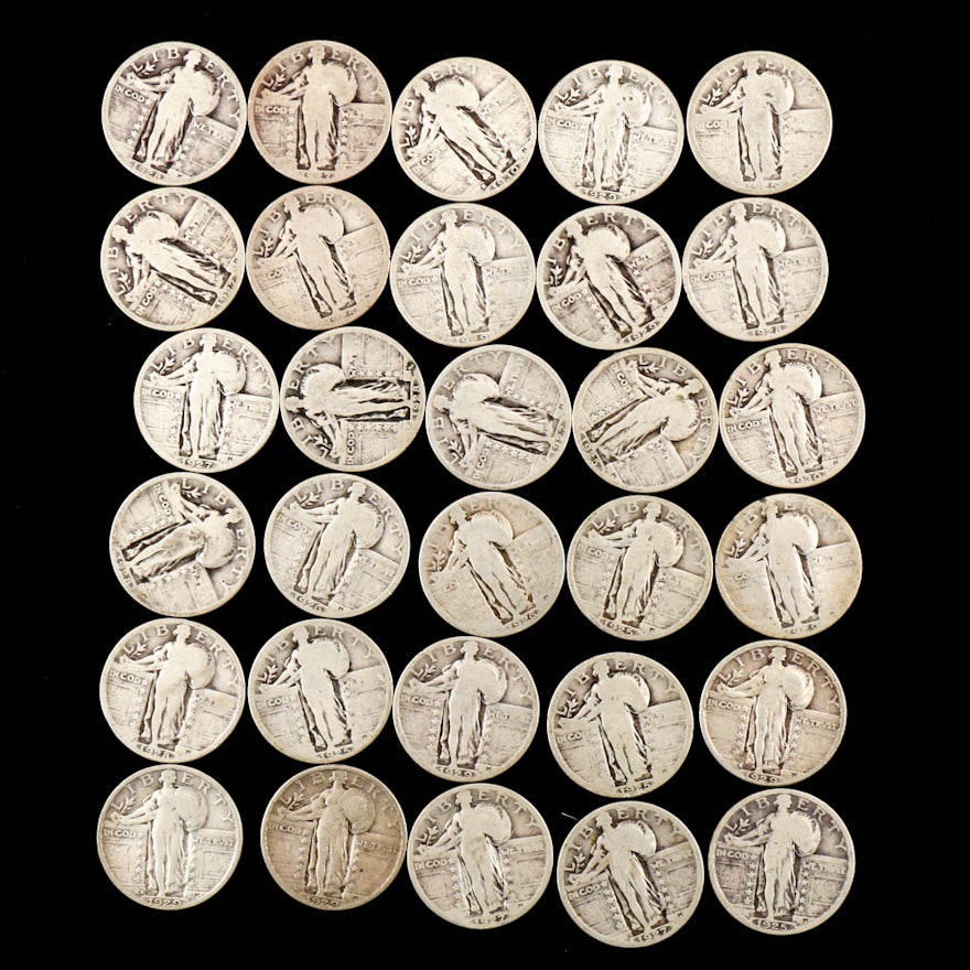 Thirty Standing Liberty Silver Quarters