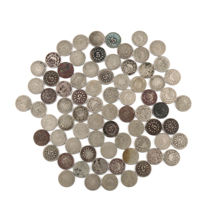 Seventy-Five Antique Shield Nickels