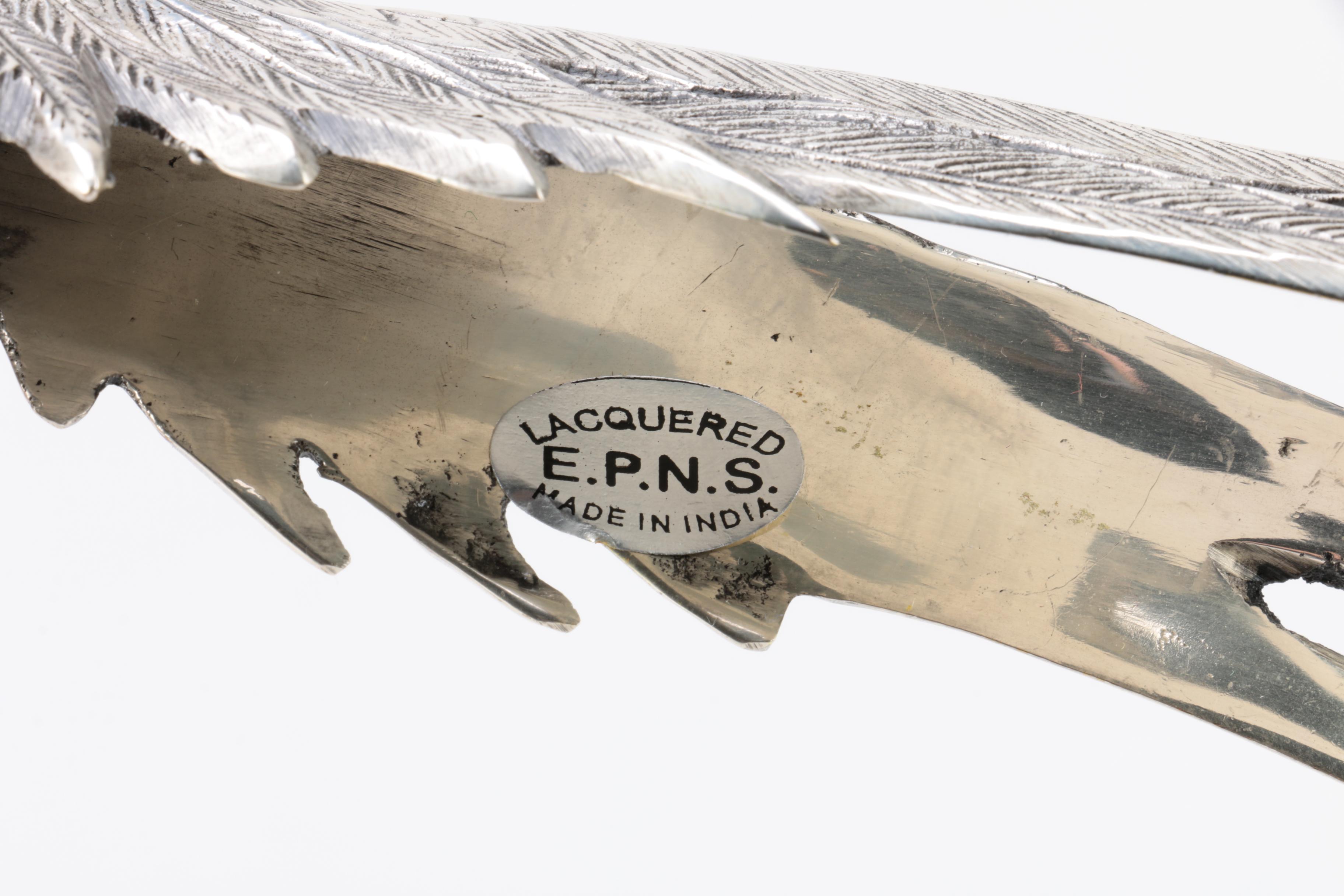 Pair of Lacquered Silver Tone Pheasant Figurines