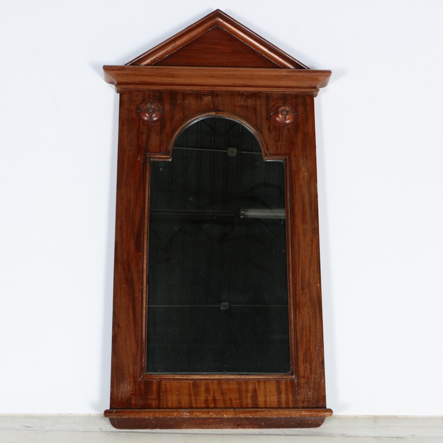 Wood Framed Wall Mirror with Arched Top
