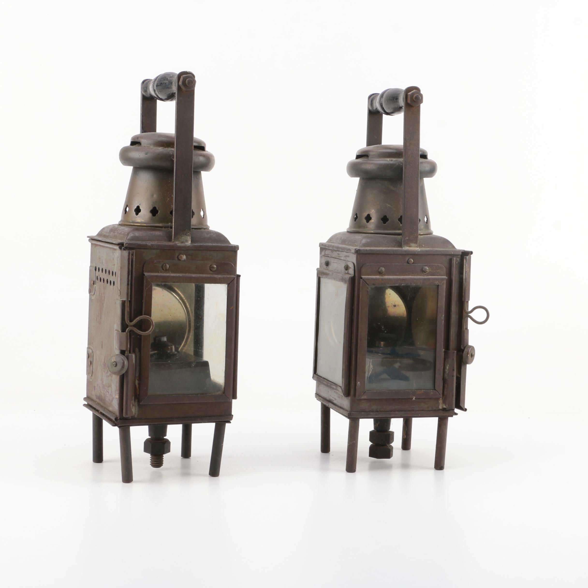 Pair of English Gas and Oil Lanterns