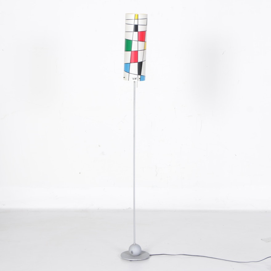 Modernist Floor Lamp with Mondrian-Style Shade by Yayo