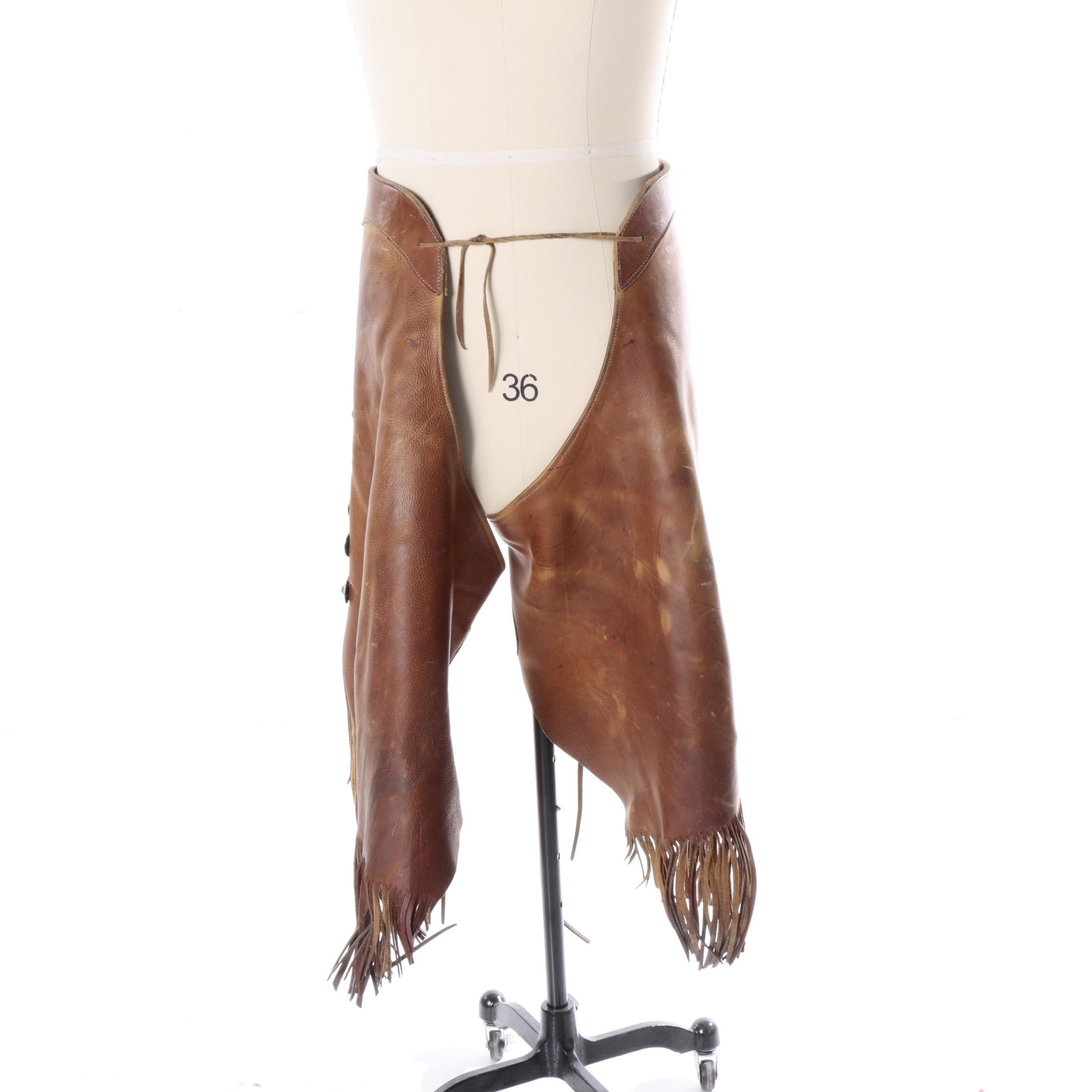 Cowboy Basic Leather Chaps with Silver Toned Accents