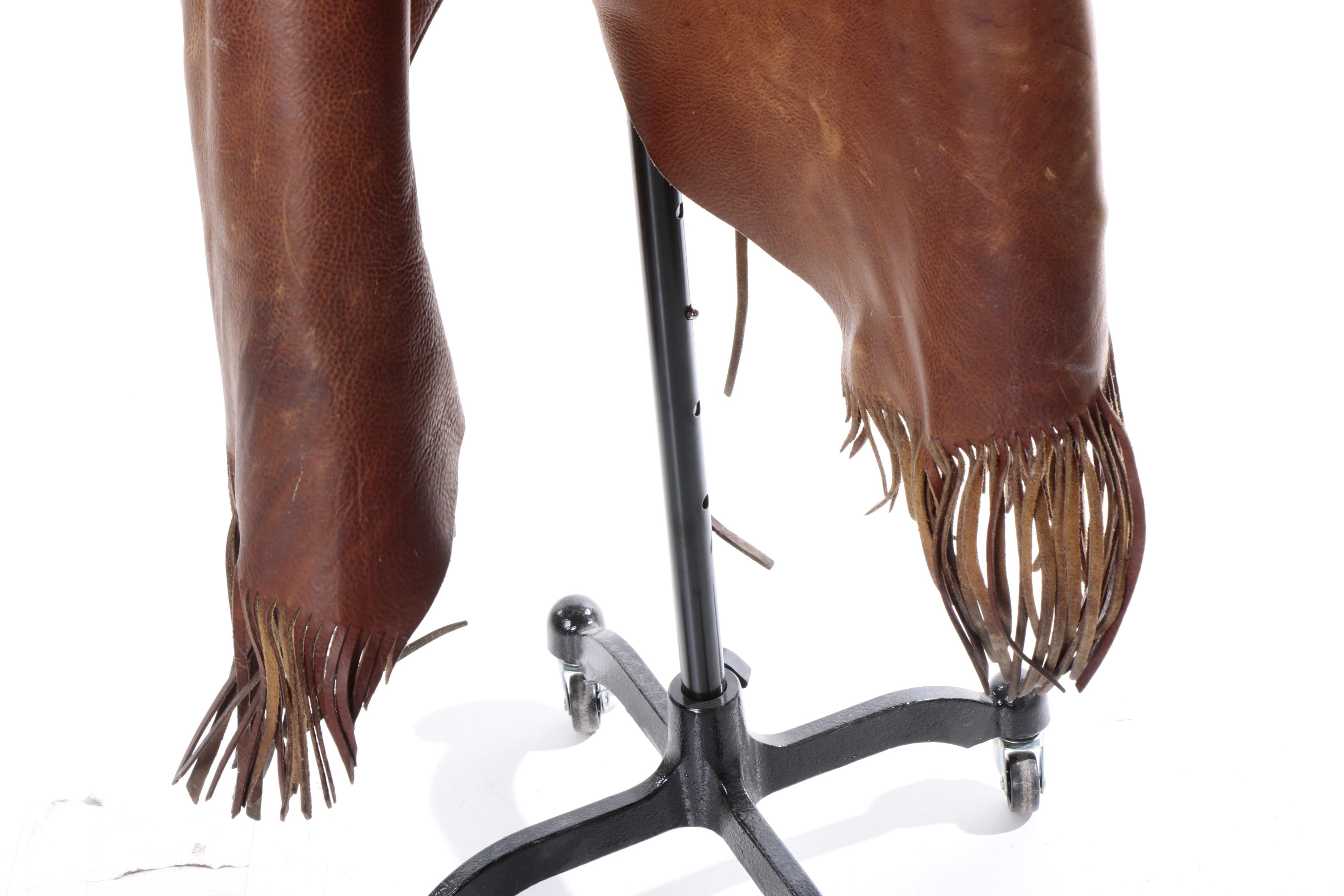 Cowboy Basic Leather Chaps with Silver Toned Accents