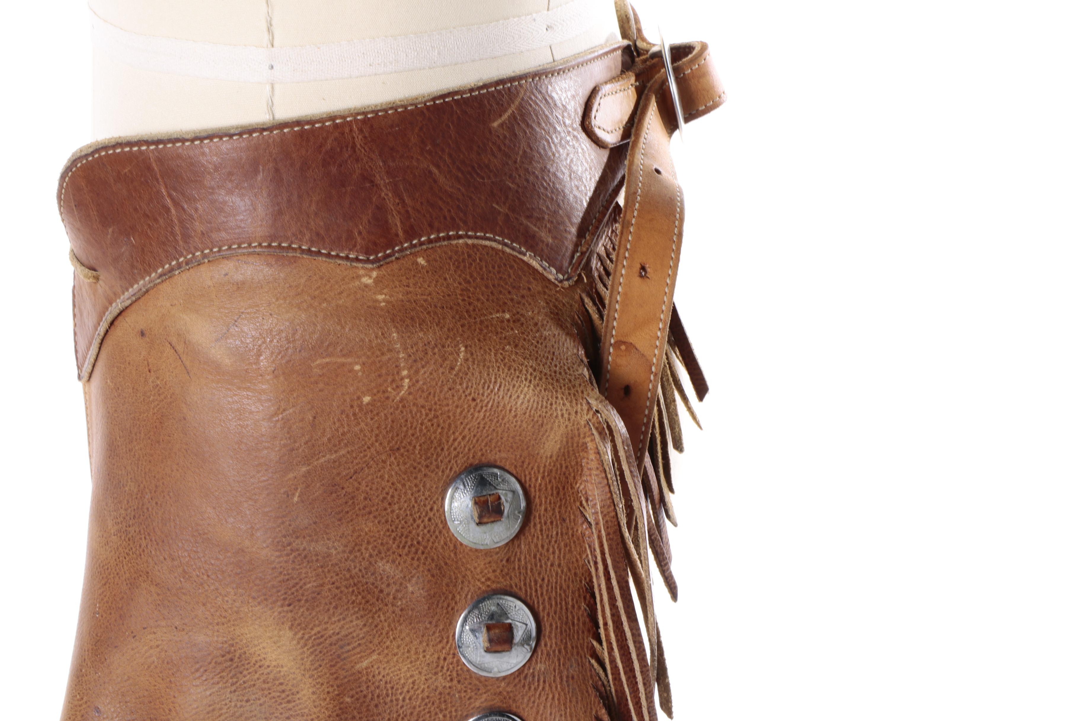 Cowboy Basic Leather Chaps with Silver Toned Accents