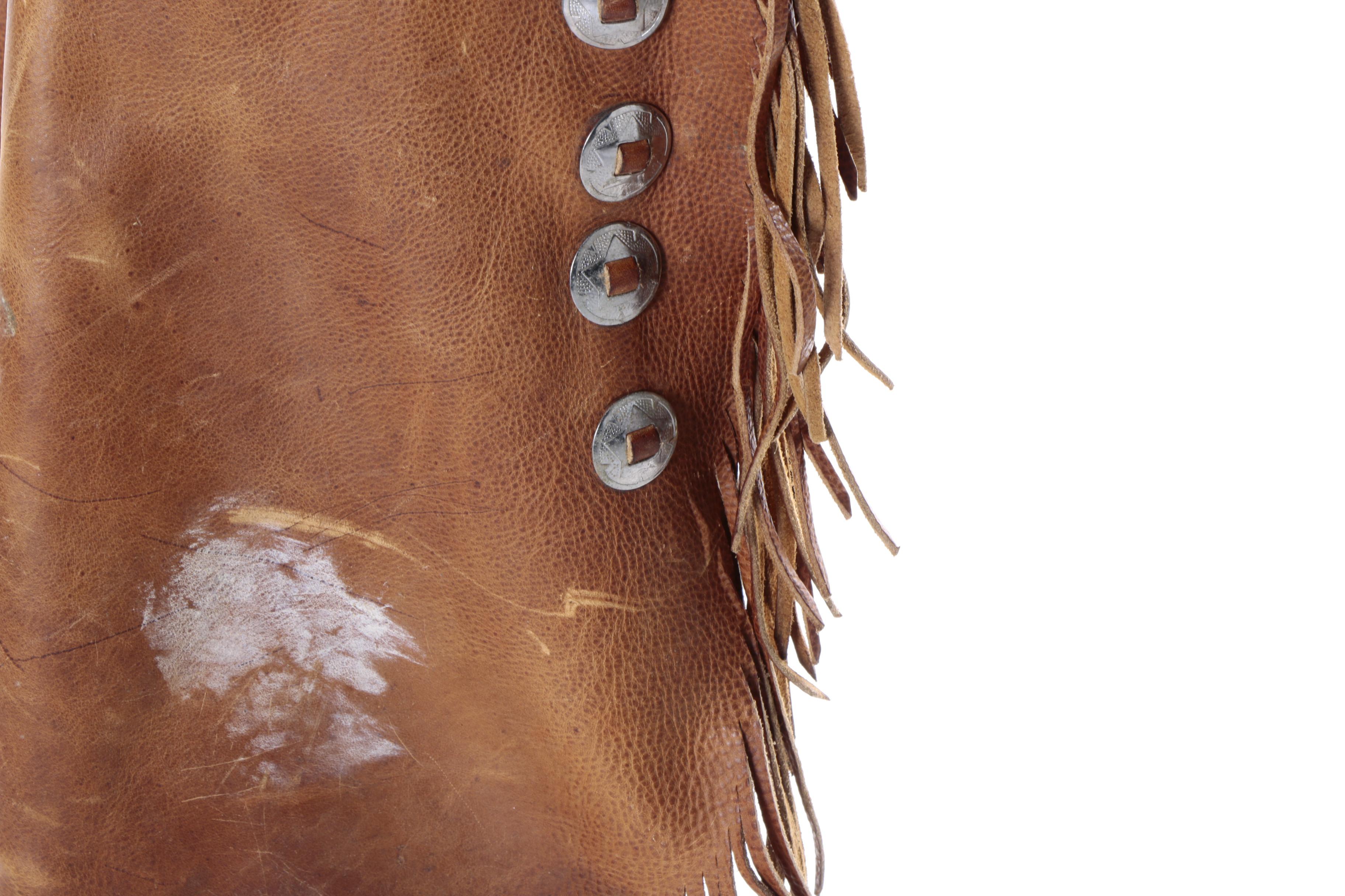 Cowboy Basic Leather Chaps with Silver Toned Accents