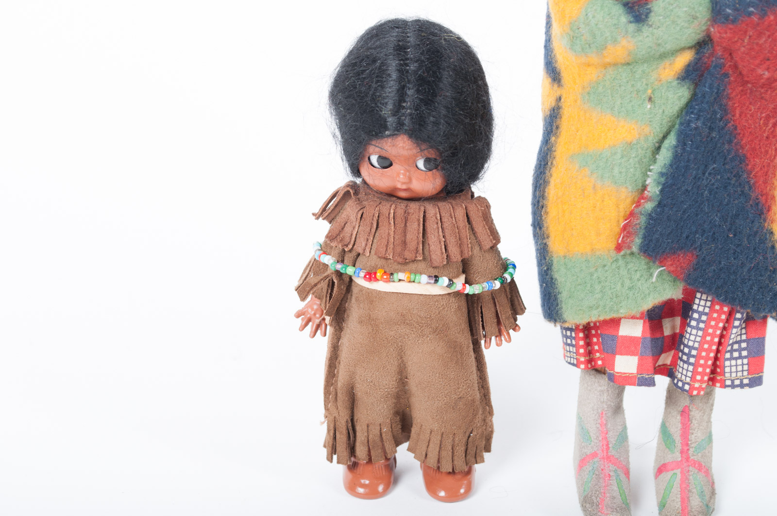 Vintage Skookum Native American Style Doll Including Kewpie Celluloid Eye Doll