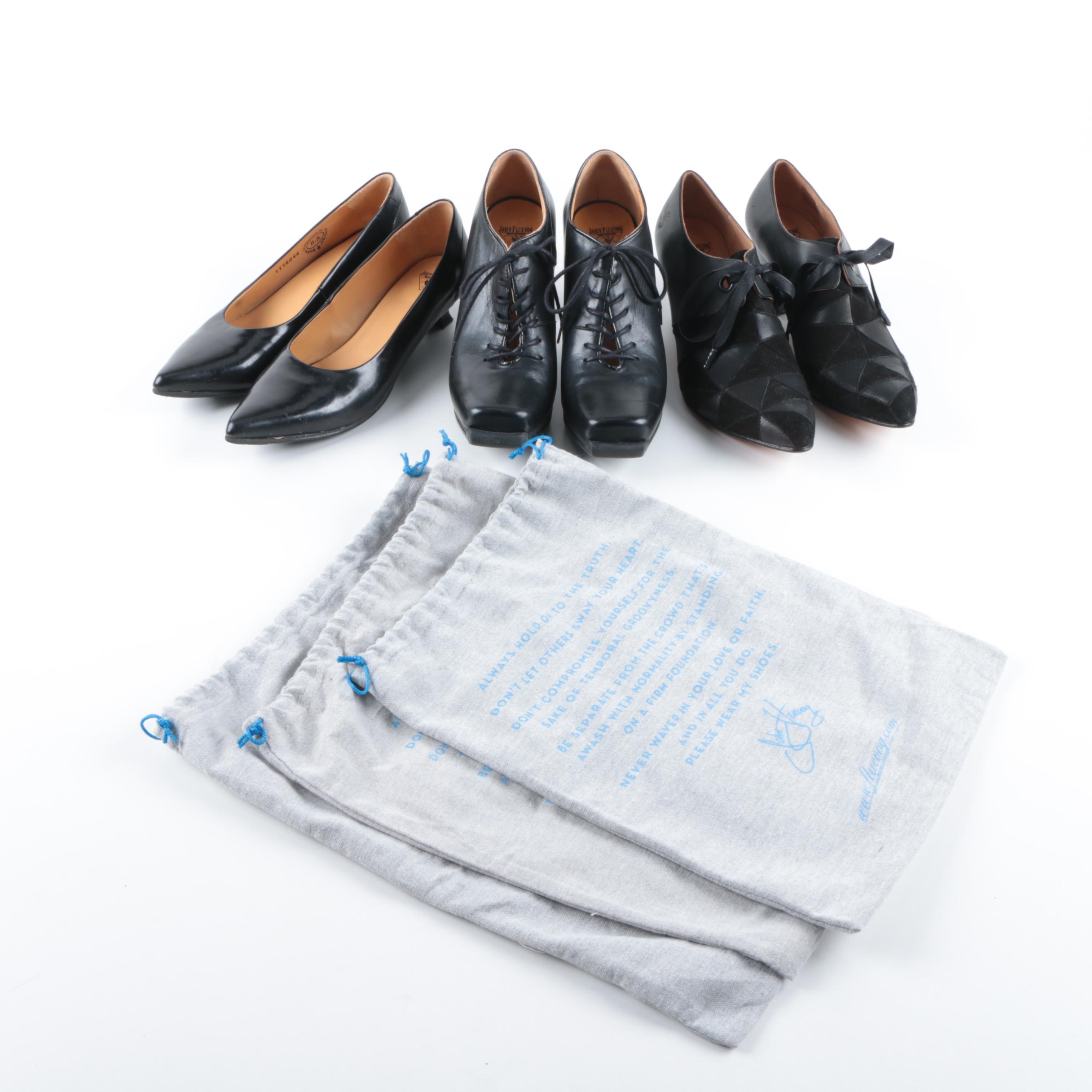 Women's John Fluevog Black Leather High Heels