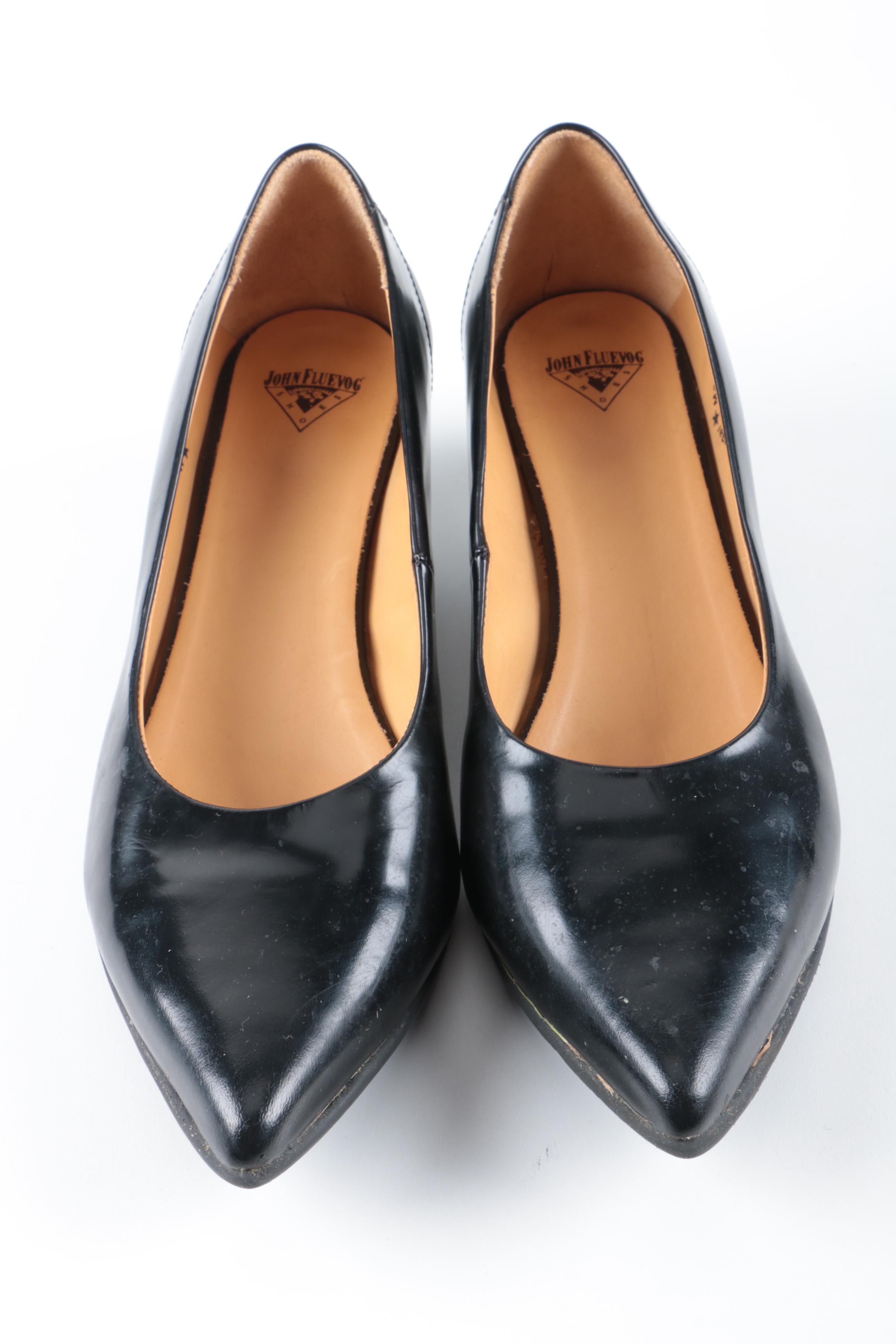 Women's John Fluevog Black Leather High Heels