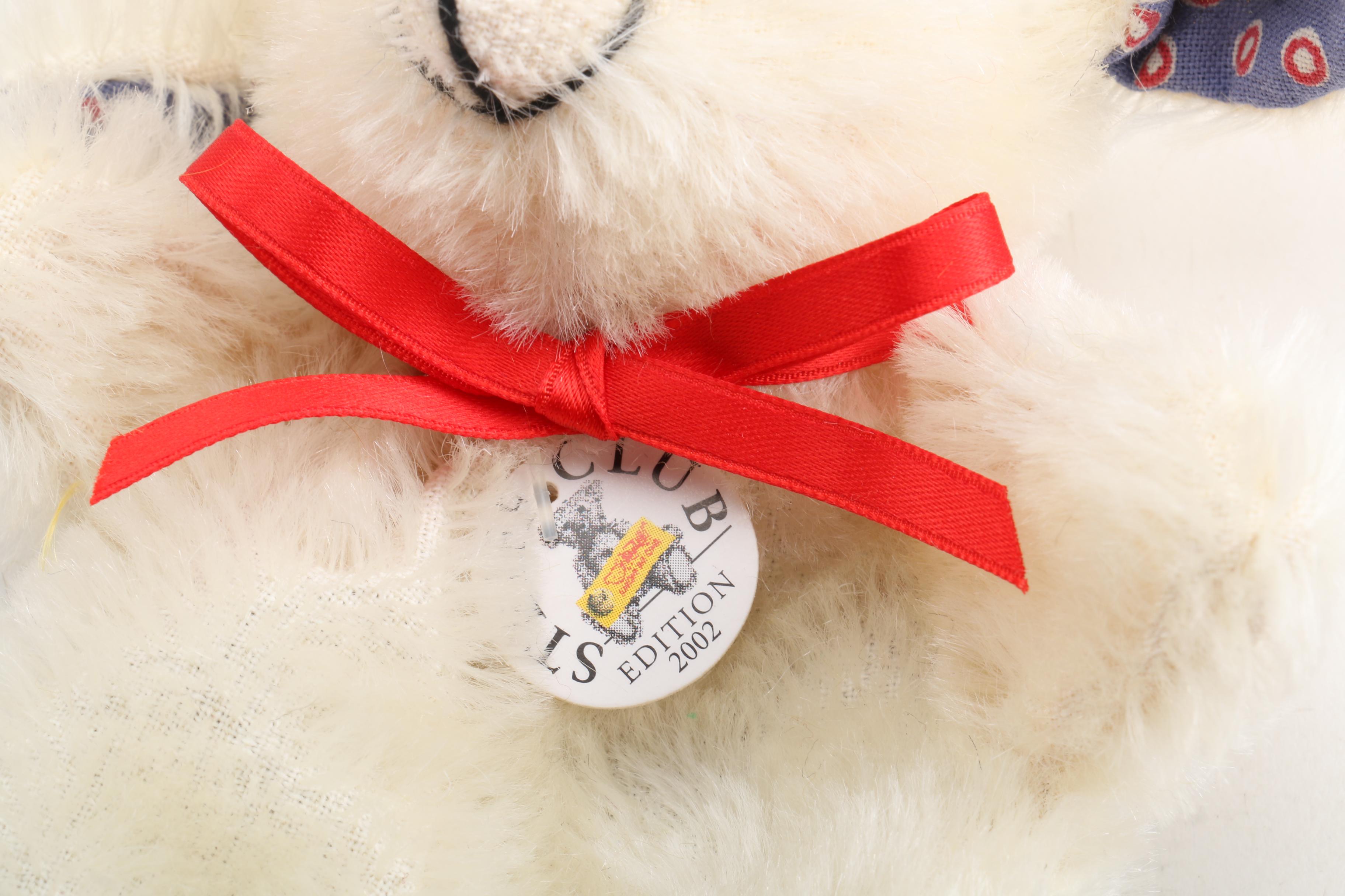 Steiff Mohair Hand Puppets, Wall Plate, and Miniature Tea Set