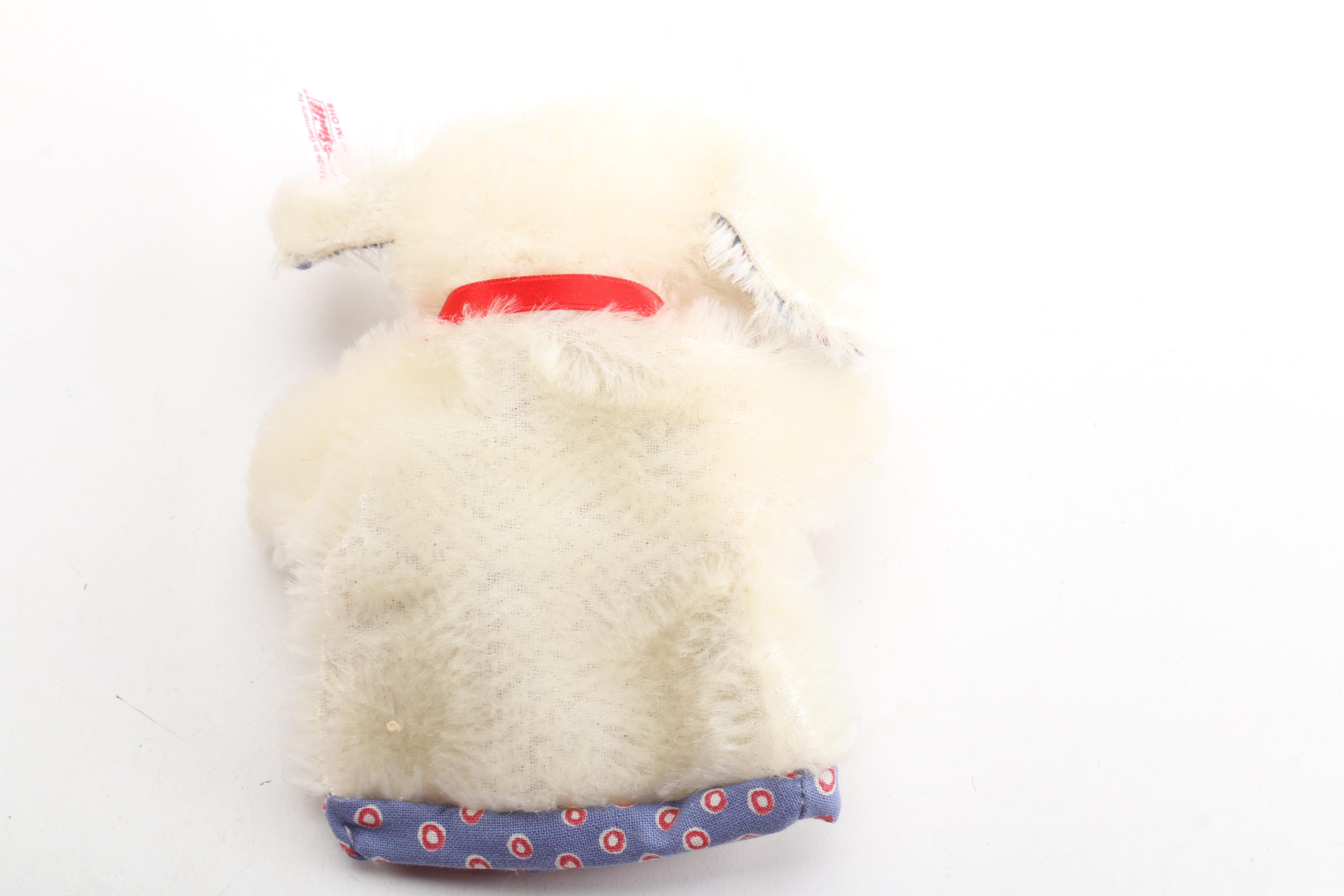 Steiff Mohair Hand Puppets, Wall Plate, and Miniature Tea Set