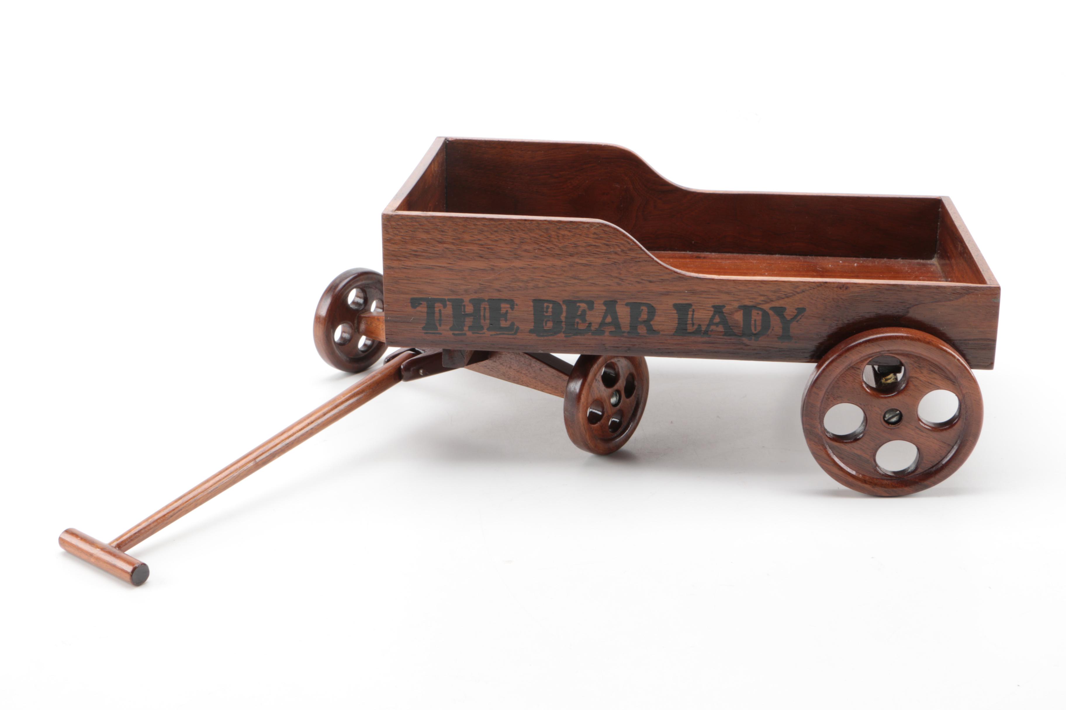 The Bear Lady "Karen" and "Jimmy" Bears and Wood Wagon