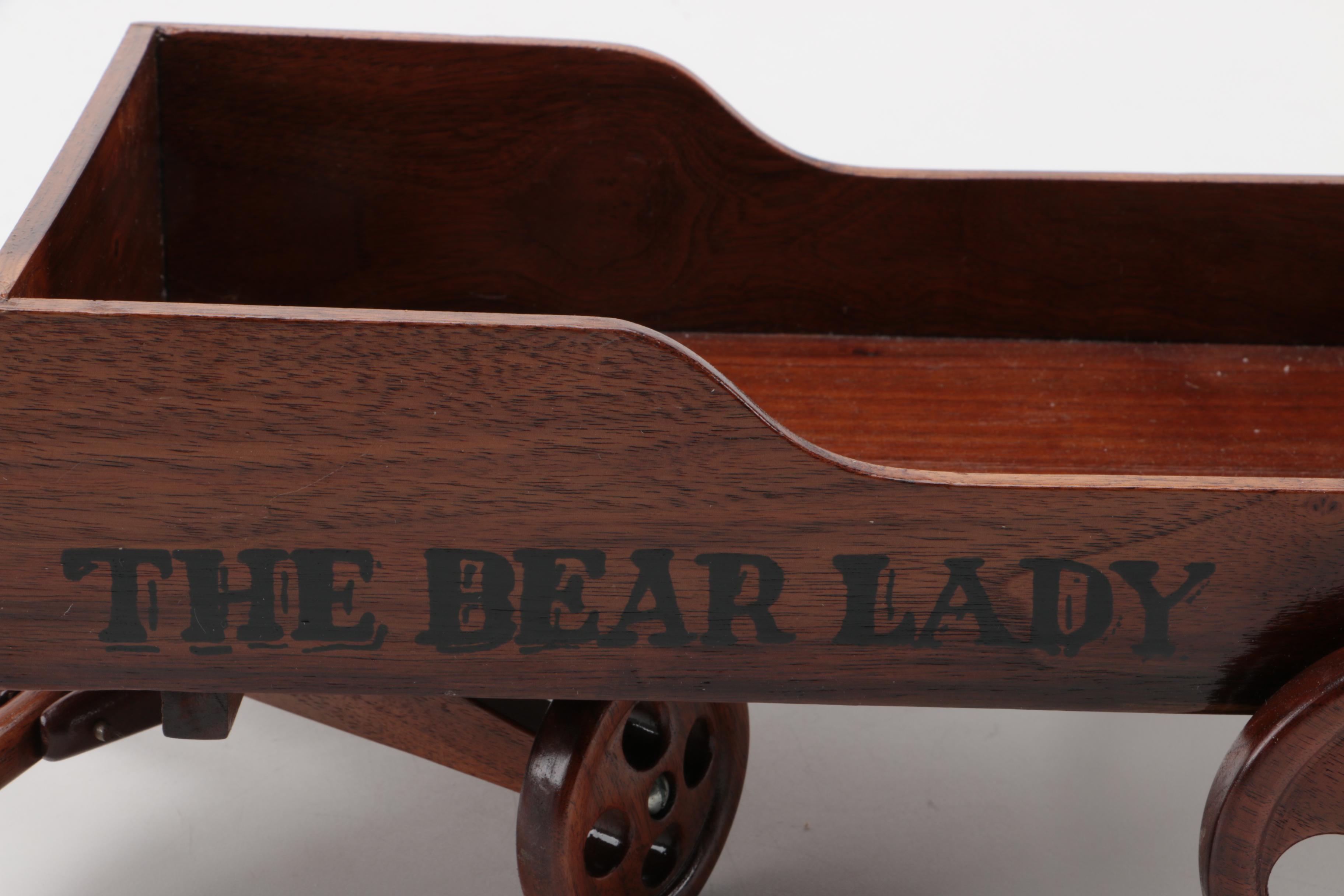 The Bear Lady "Karen" and "Jimmy" Bears and Wood Wagon