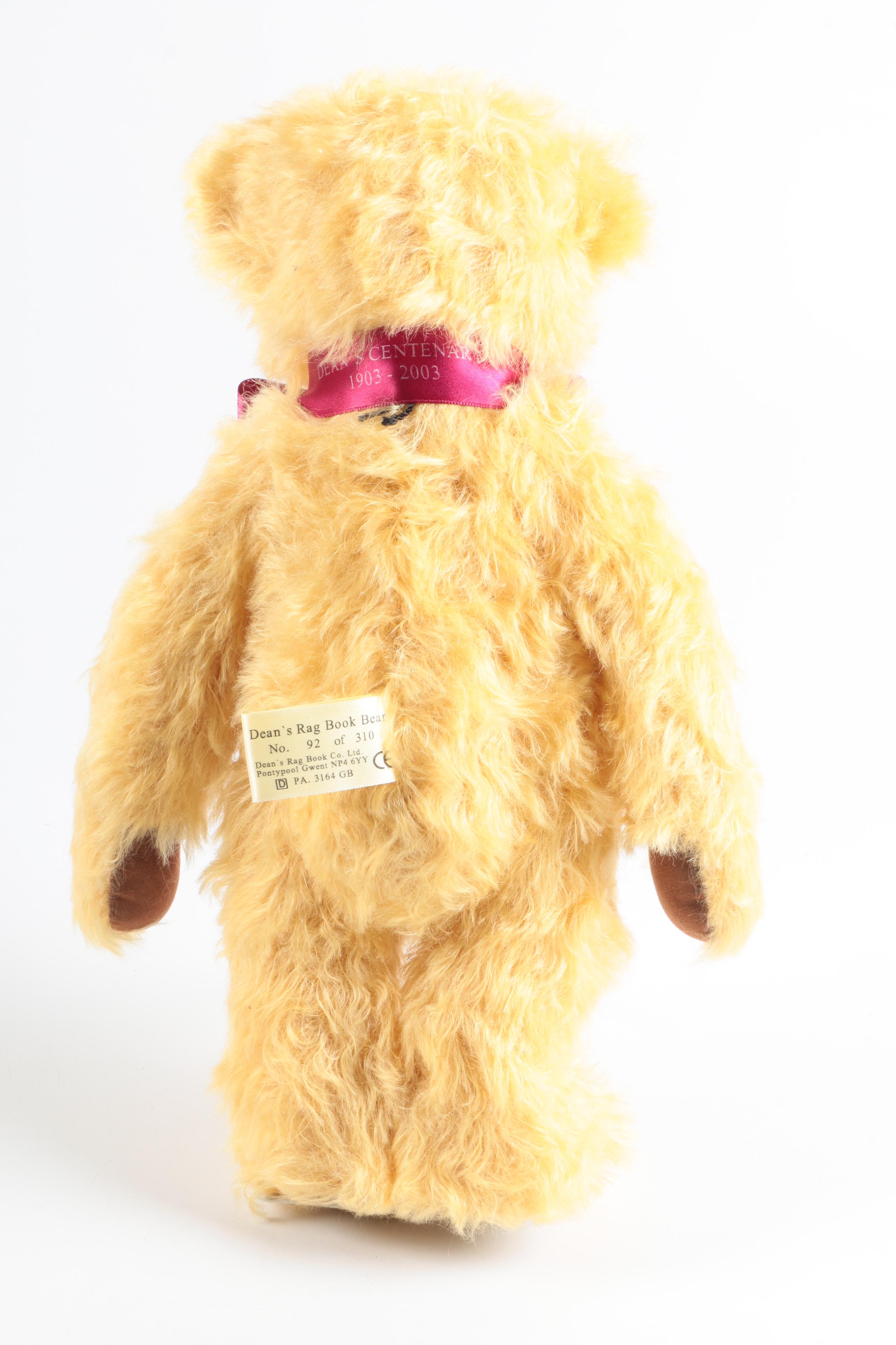 2003 Dean's Rag Book Co. "Centenary" Teddy Bear with Antique Rag Book