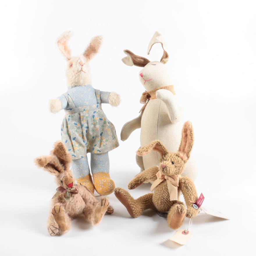 Vintage Mohair Teddy Bears and Plush Rabbits Featuring Animal Crackers