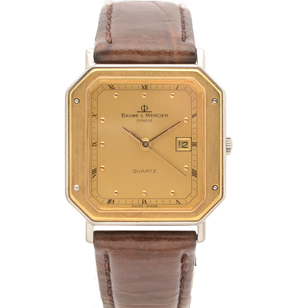 Baume Mercier Geneve 1830 18K Gold and Steel Champagne Quartz