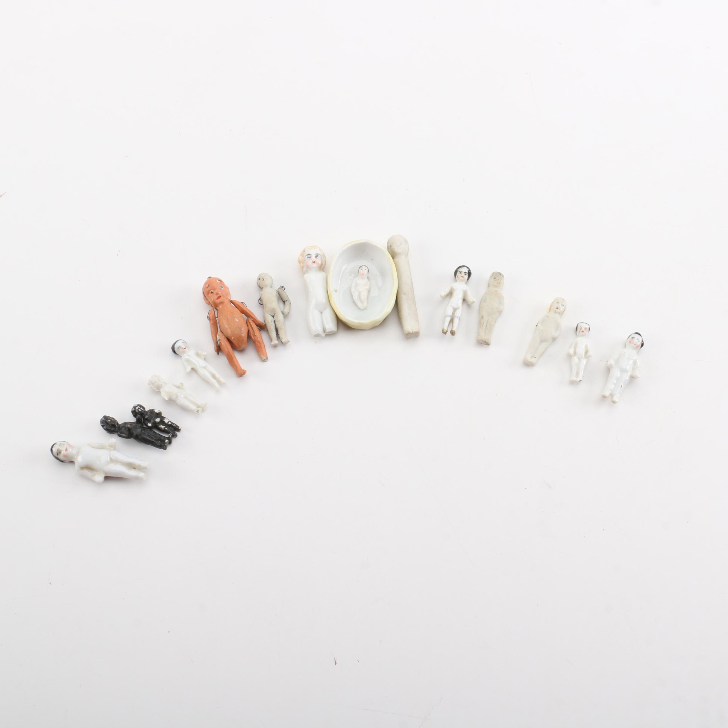 Antique Miniature Frozen and Pin-Jointed Porcelain Dolls