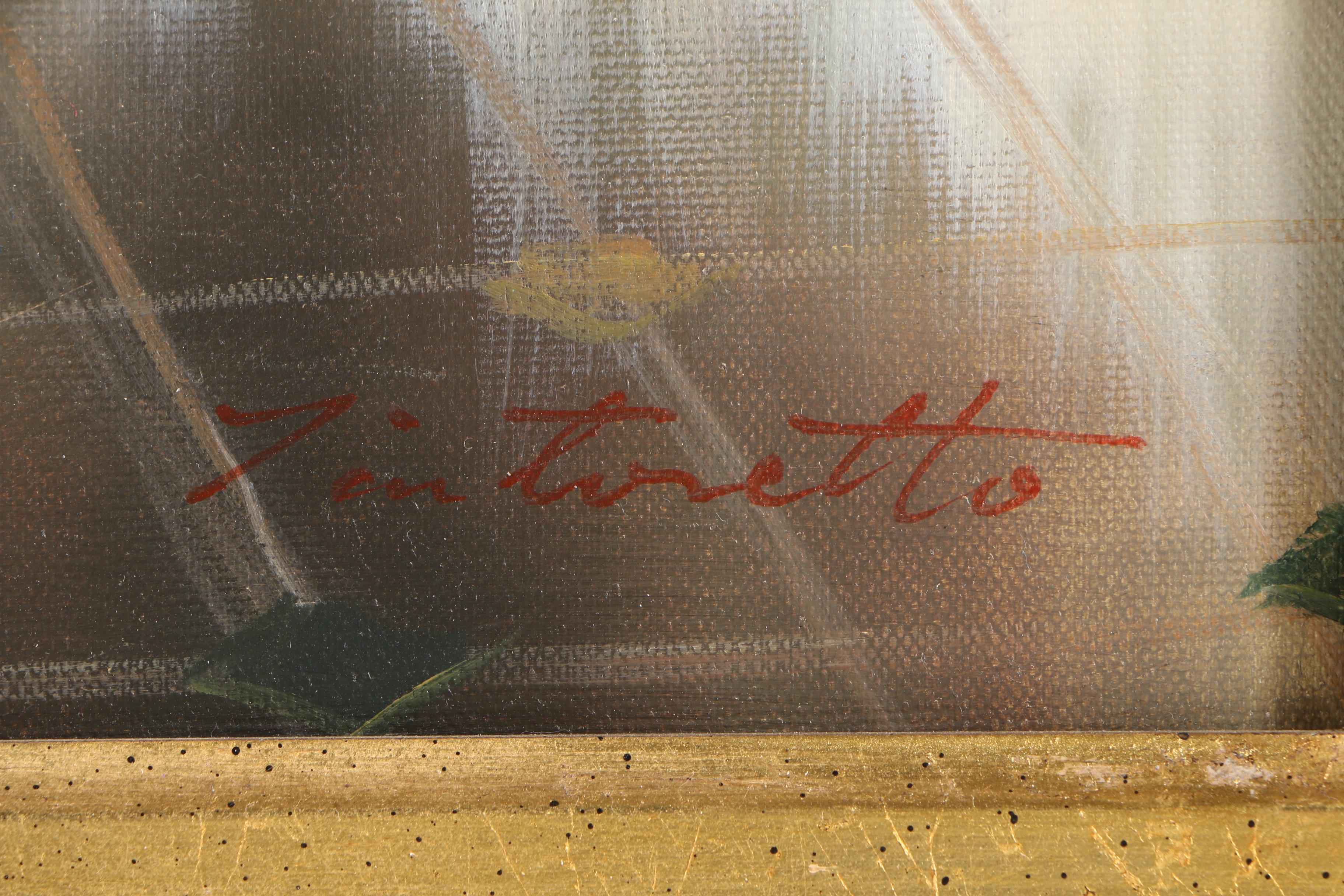 Oil Painting in the Manner of James Tissot's "The Bunch of Lilacs"