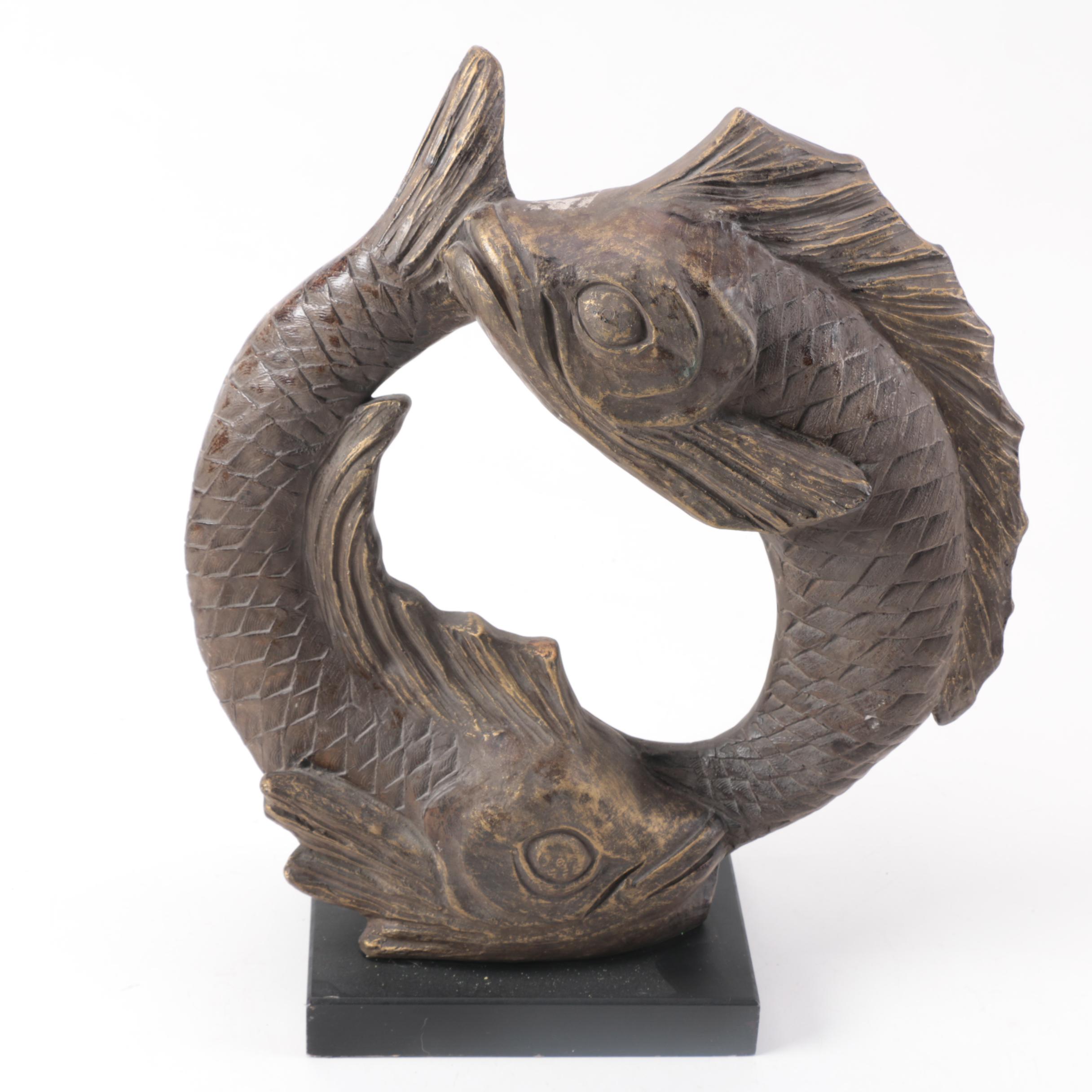 Reproduction David Fisher Plaster Pisces Fish Sculpture