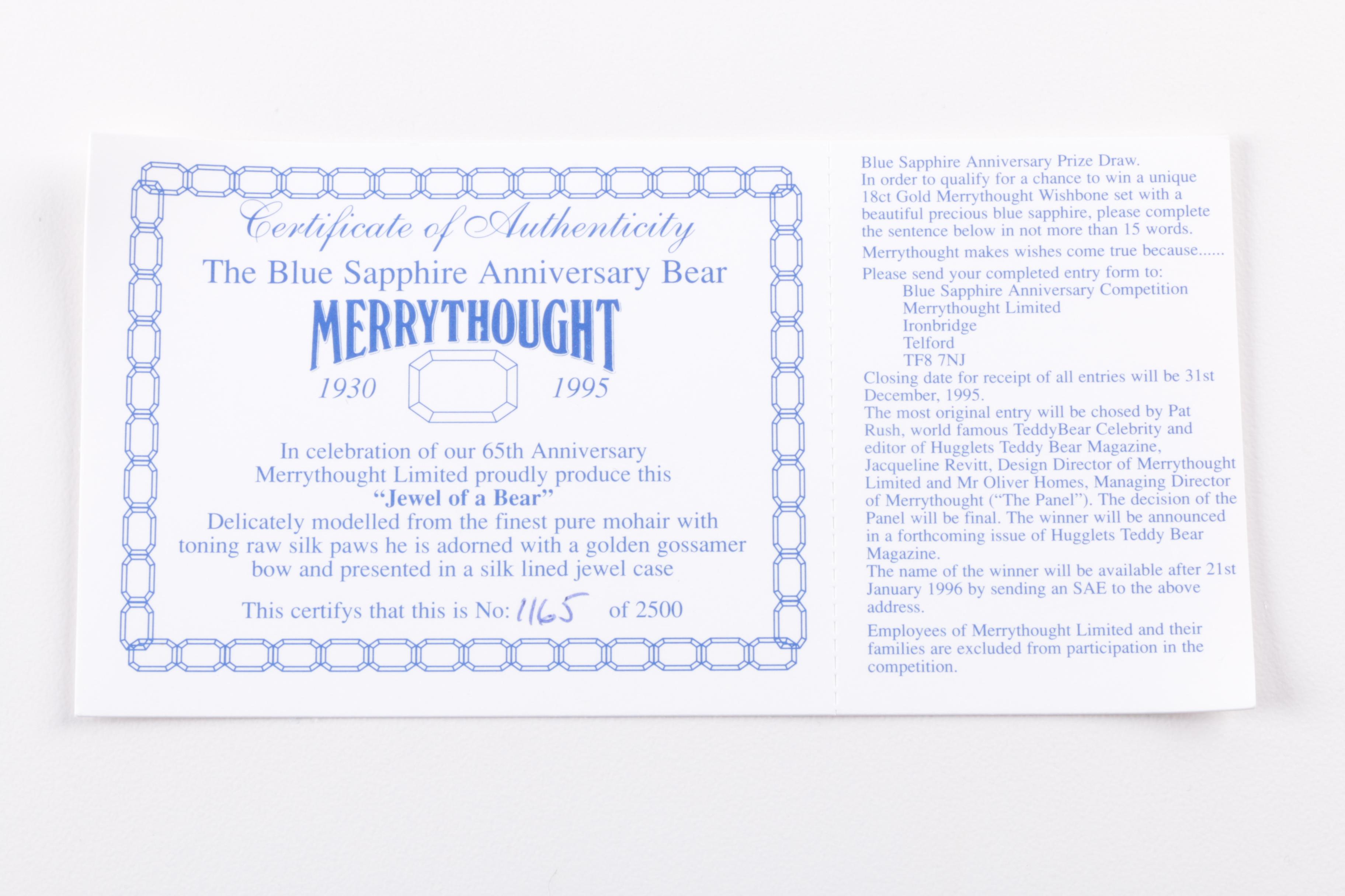 Limited Edition Merrythought Bears