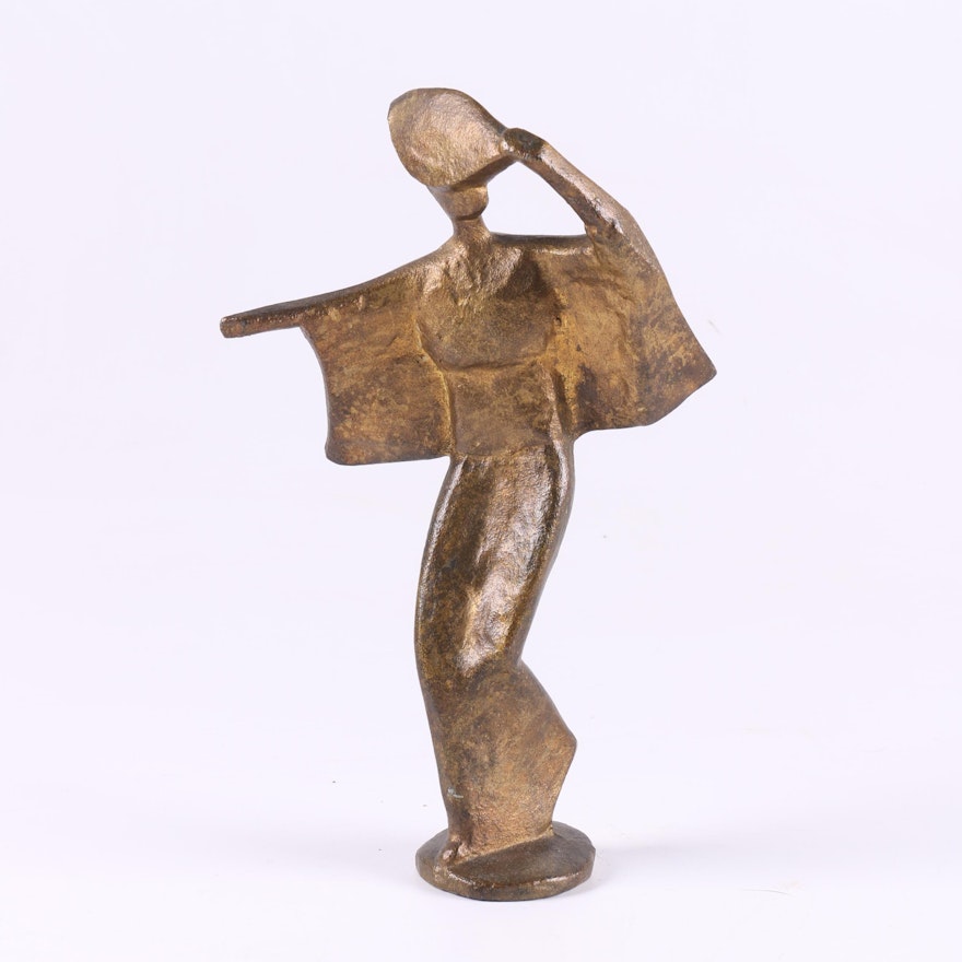 Metal Female in Kimono Figurine