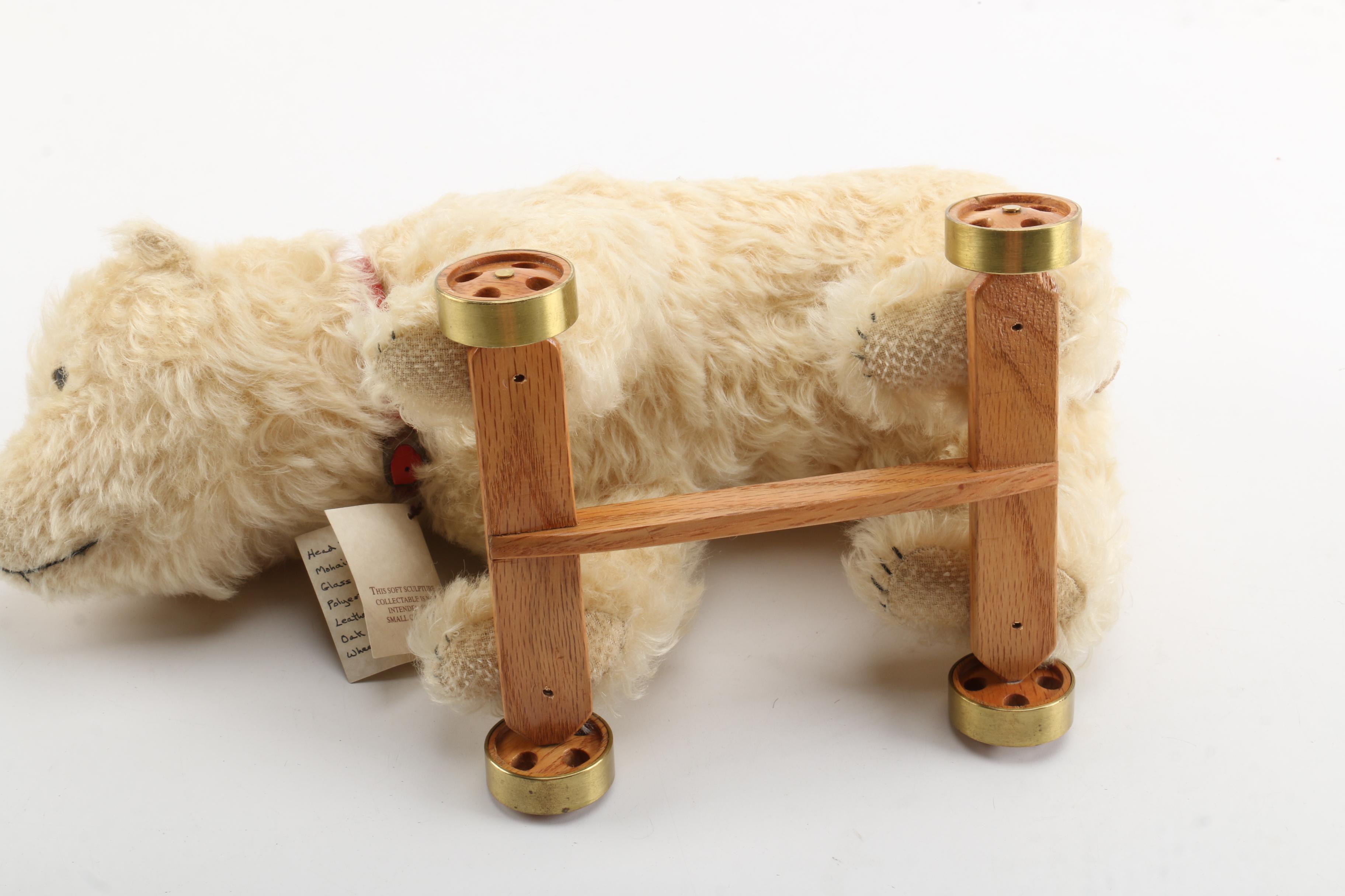 Handmade Stuffed Bear on Wheels
