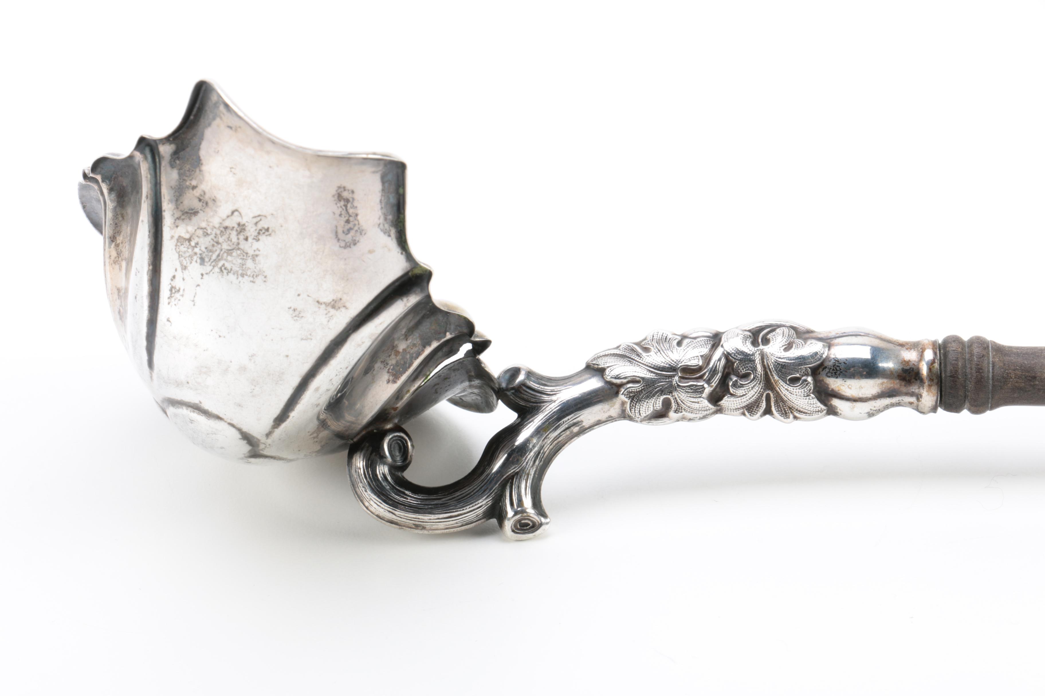 750 Silver Foliate Ladle with Wooden Handle