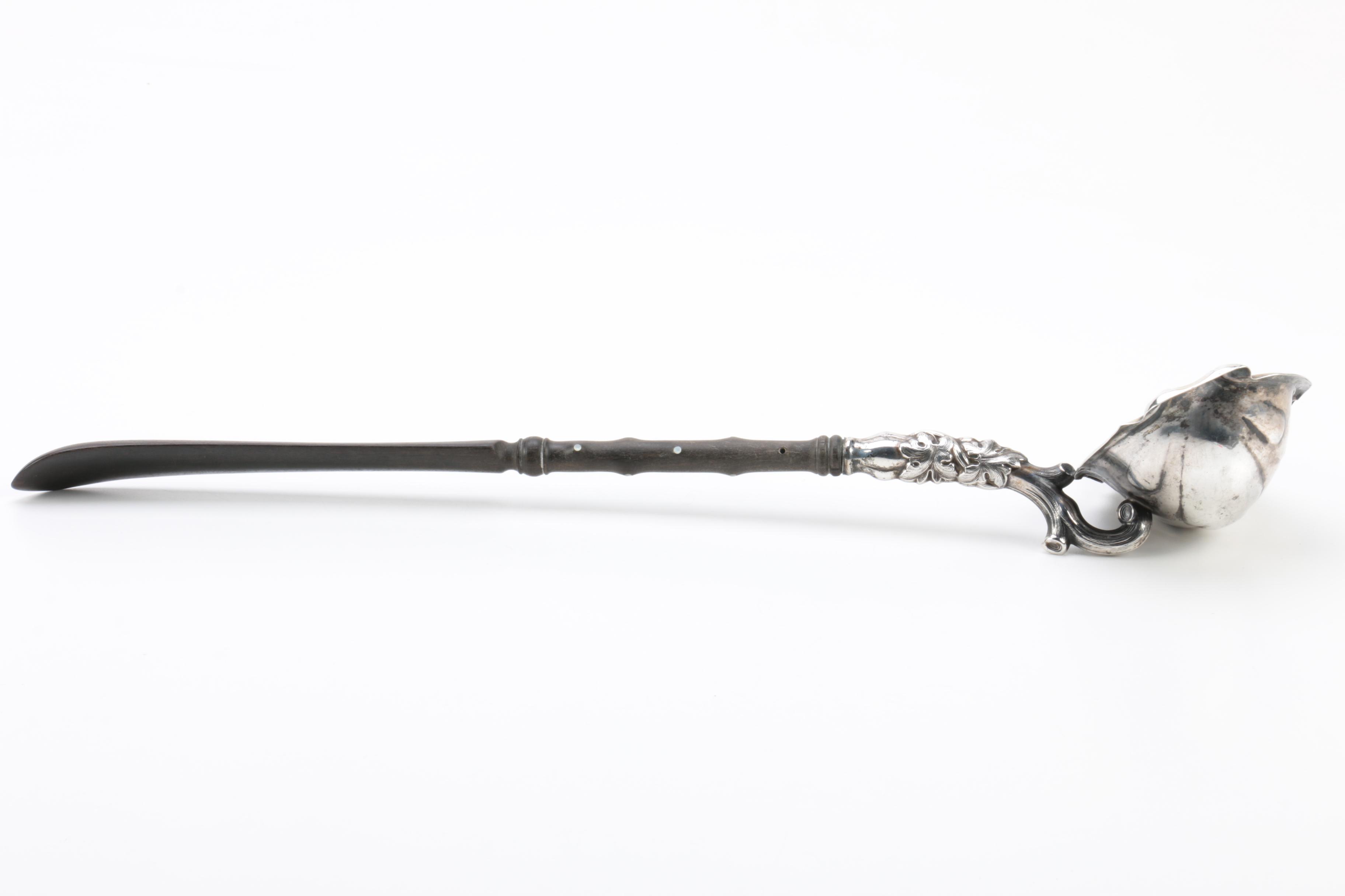 750 Silver Foliate Ladle with Wooden Handle