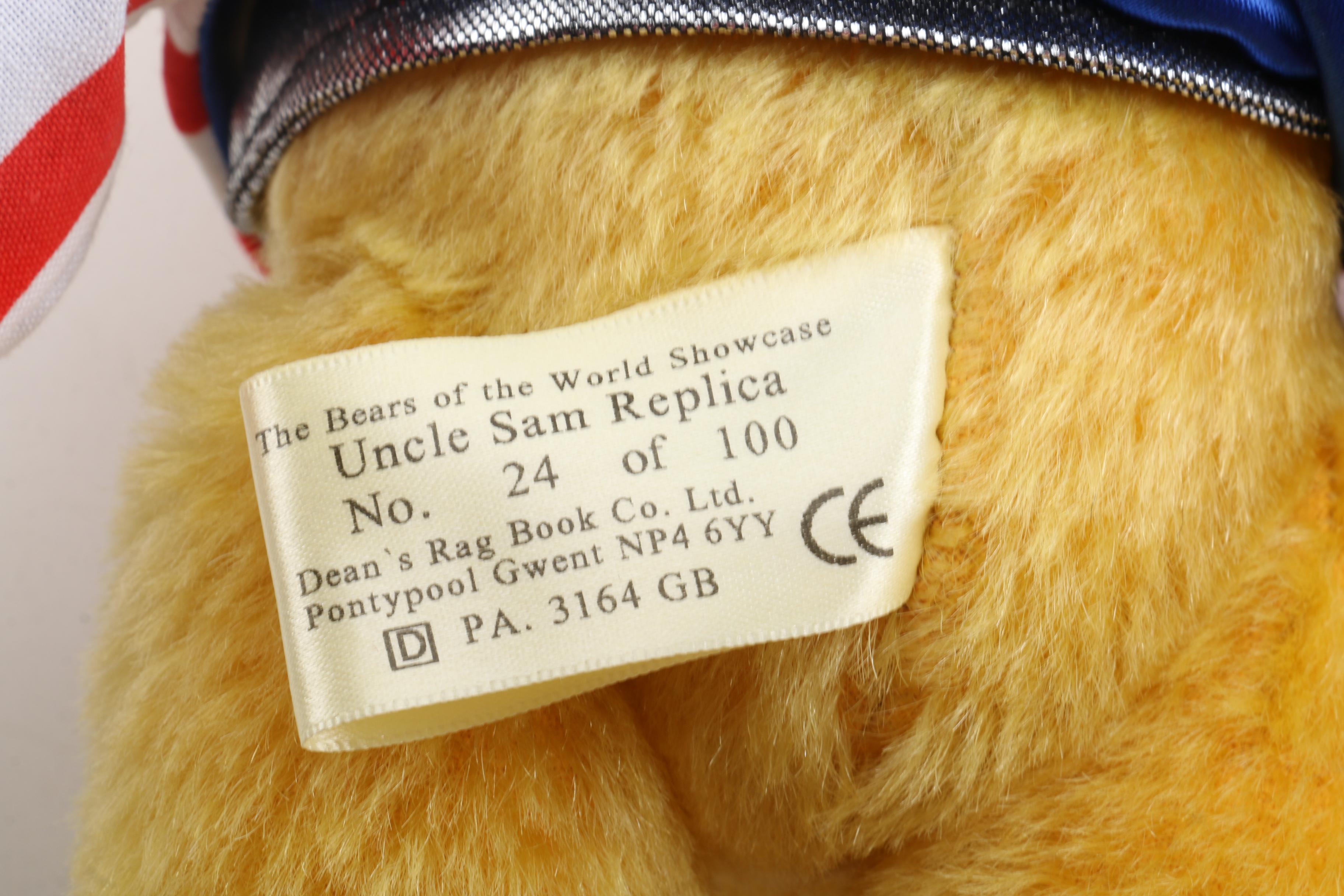 Dean's Rag Book Co. Limited Edition "100th Birthday" and "Uncle Sam" Teddy Bears
