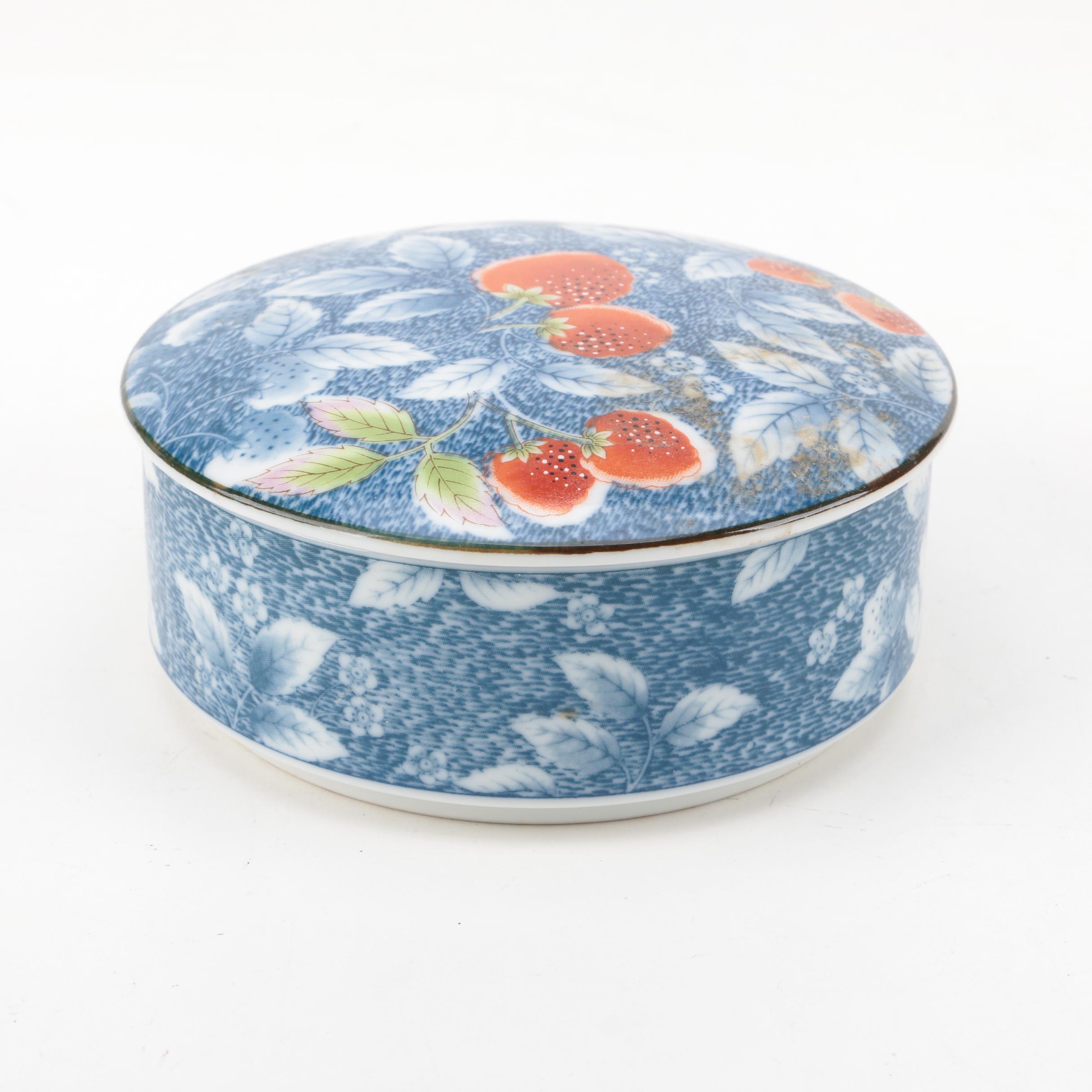 Enameled Brass Trinket Box and Assorted Porcelain Trinket Boxes