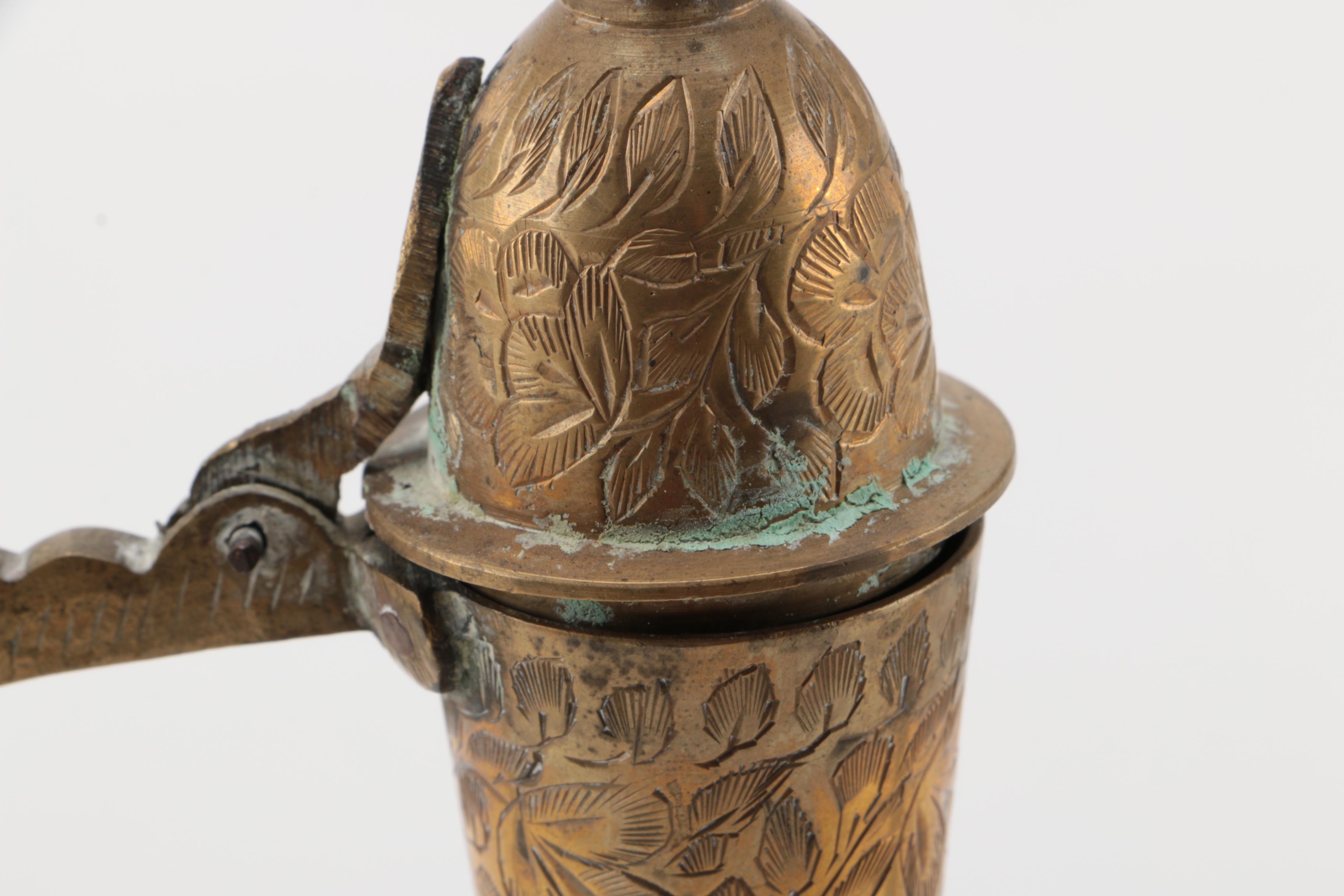 Vintage Turkish Style Etched Brass Teapot