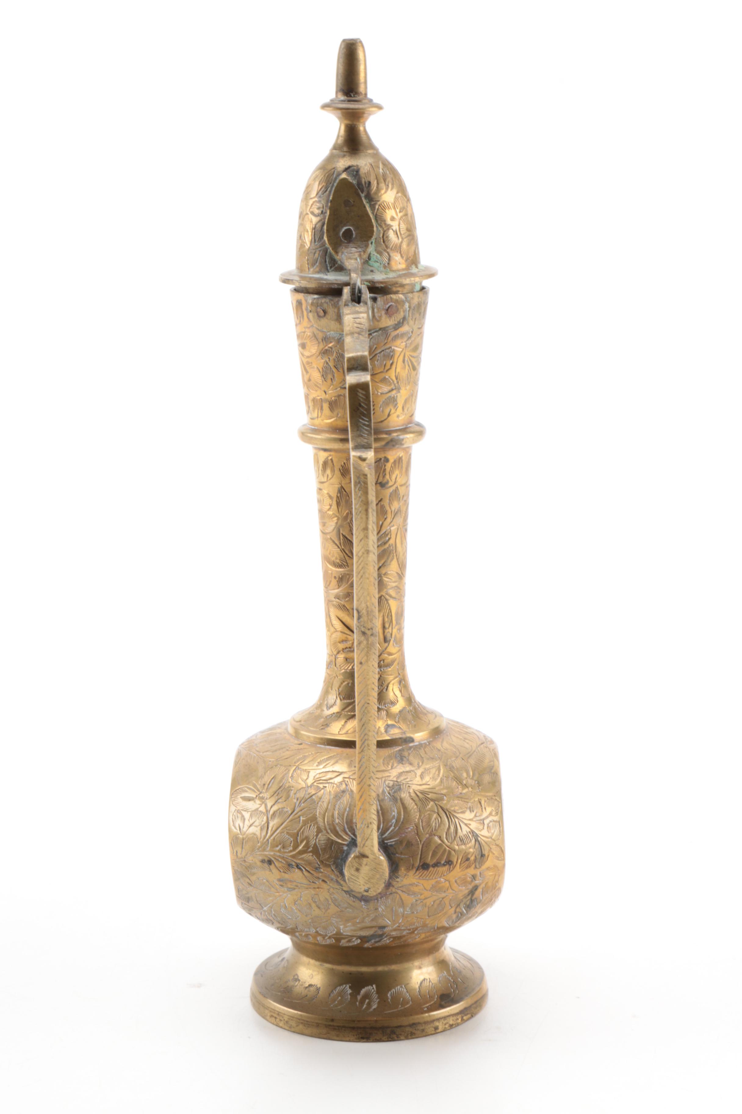 Vintage Turkish Style Etched Brass Teapot