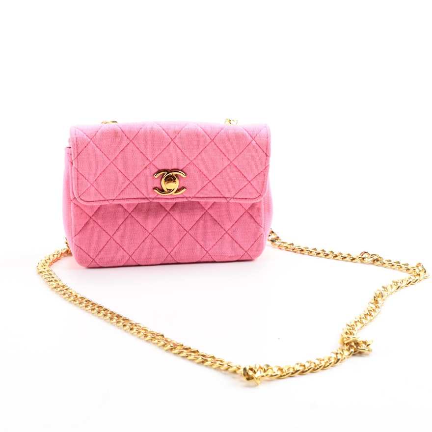 Chanel Pink Quilted Jersey Mini Flap Bag
