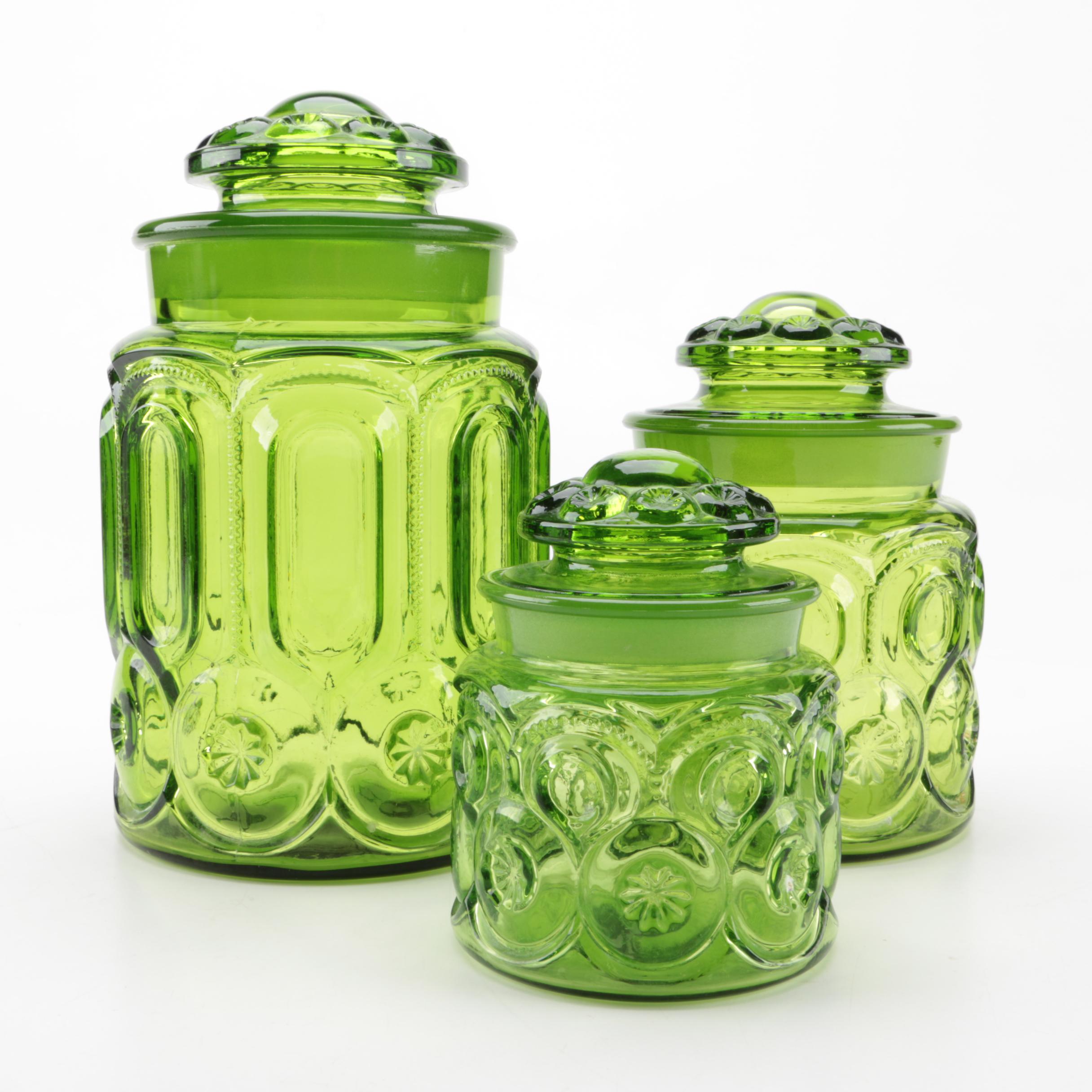 Vintage LE Smith "Moon and Star" Glass Canisters