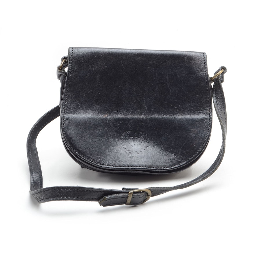 Vintage Italian Black Leather Handbag