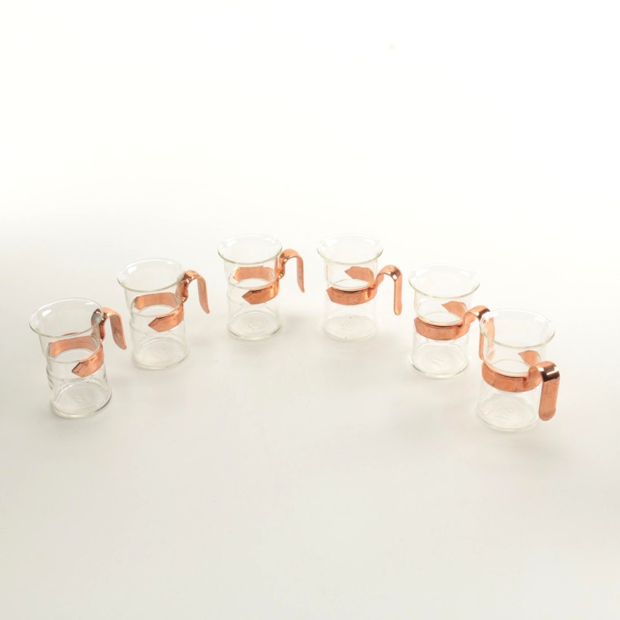 Mid-Century Nilsjohan Glühwein Glasses With Copper Tone Handles