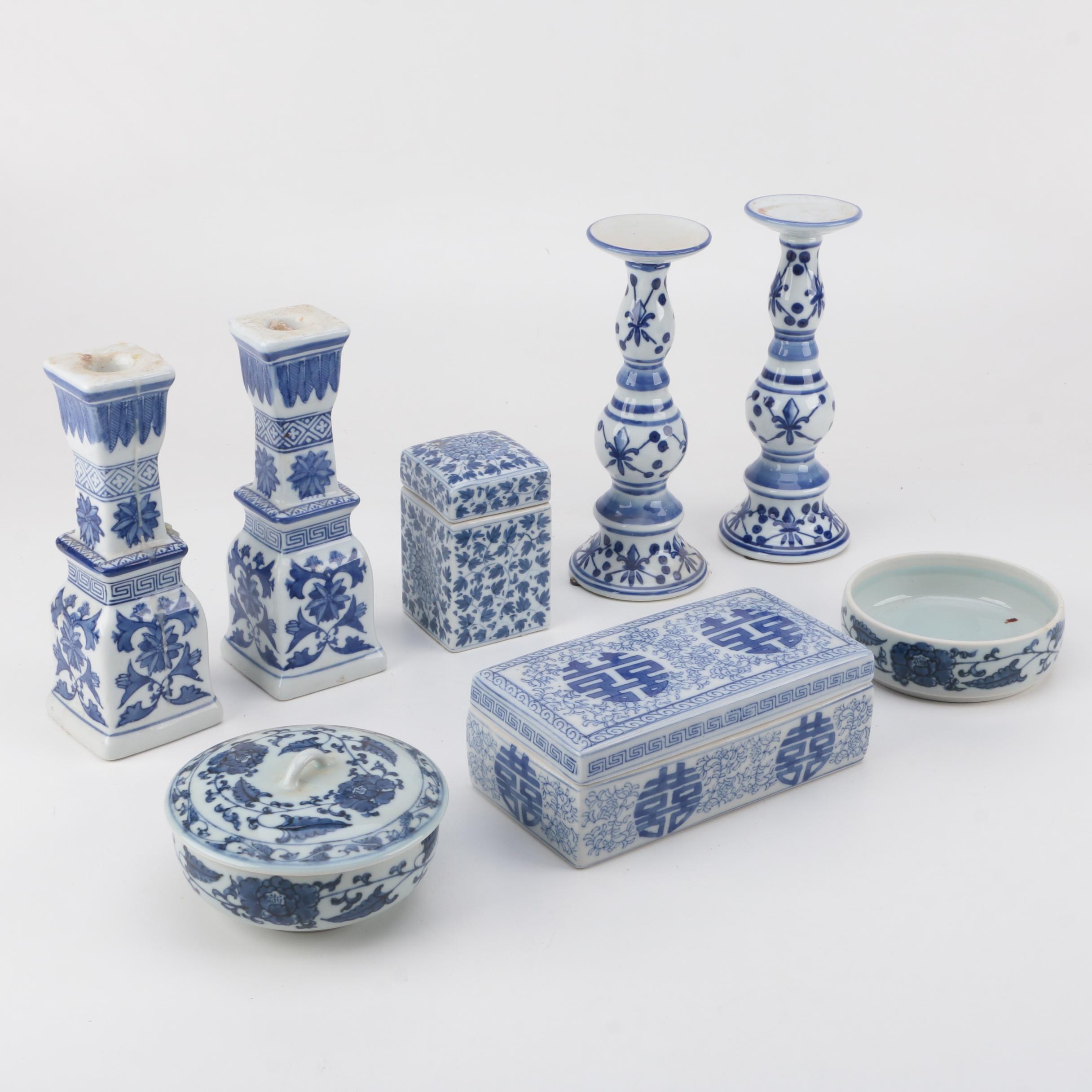 Blue and White Ceramic Decor Featuring Fitz & Floyd