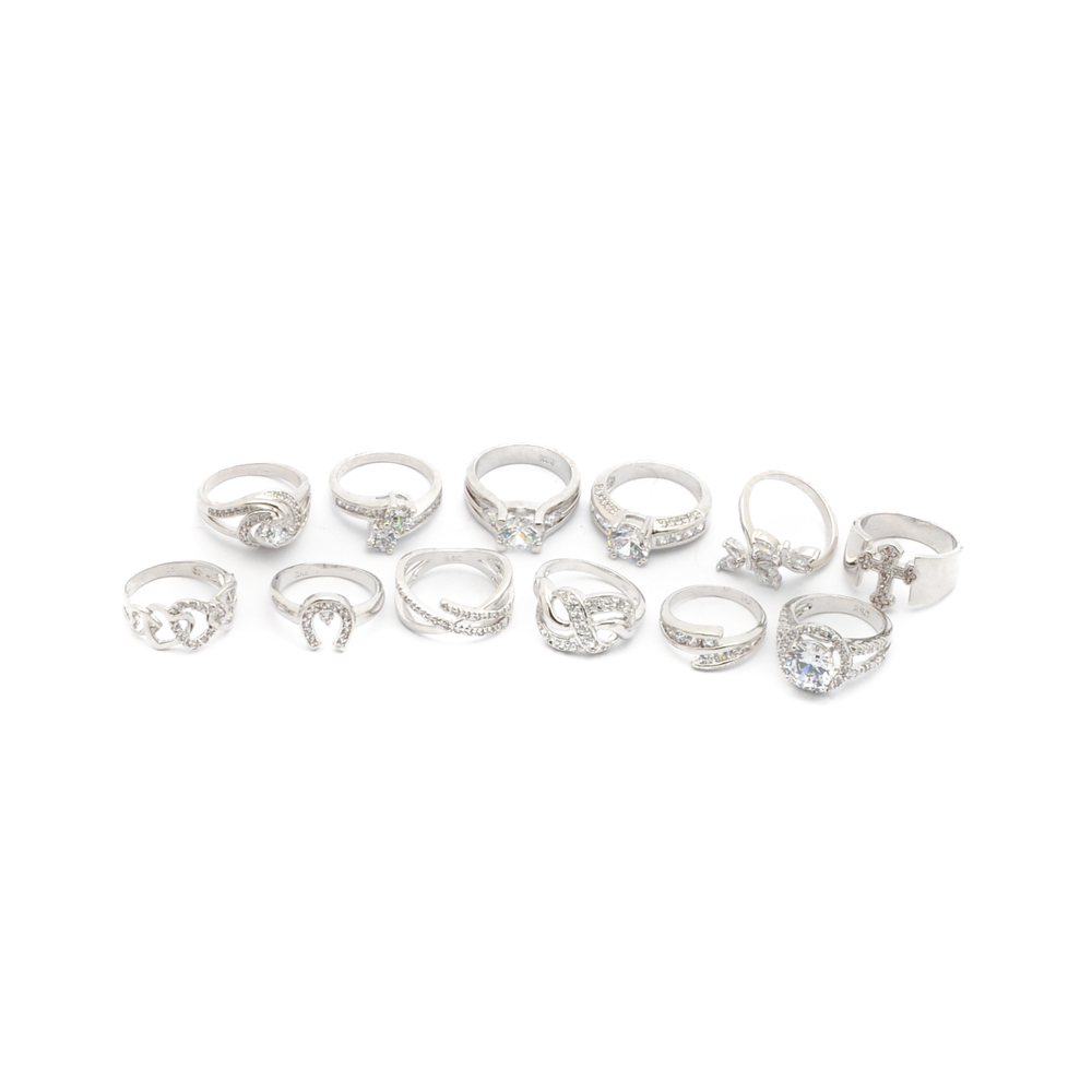 Silver Tone Fashion Rings with Cubic Zirconia