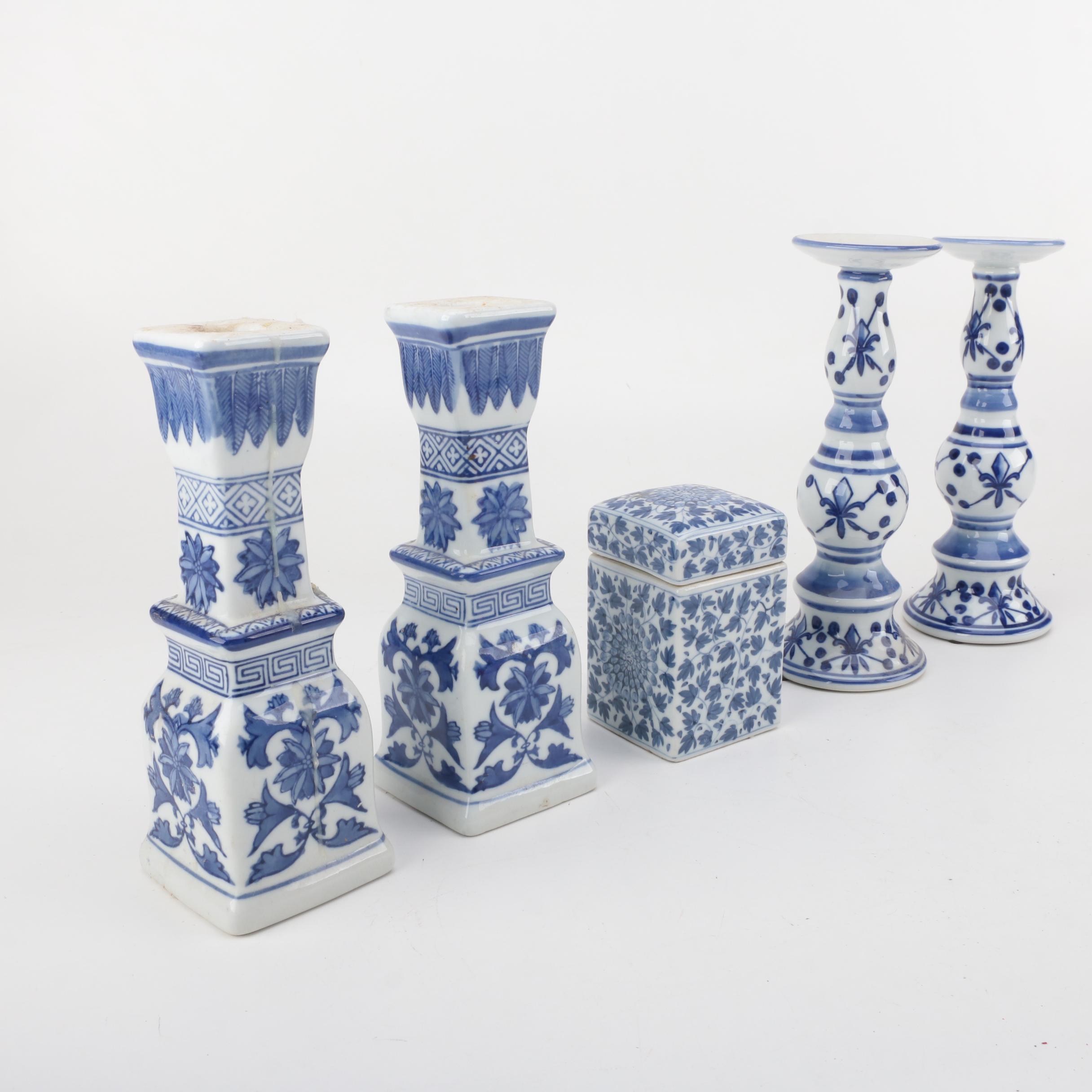 Blue and White Ceramic Decor Featuring Fitz & Floyd