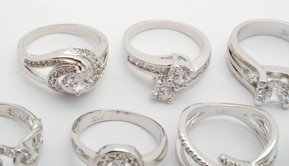 Silver Tone Fashion Rings with Cubic Zirconia