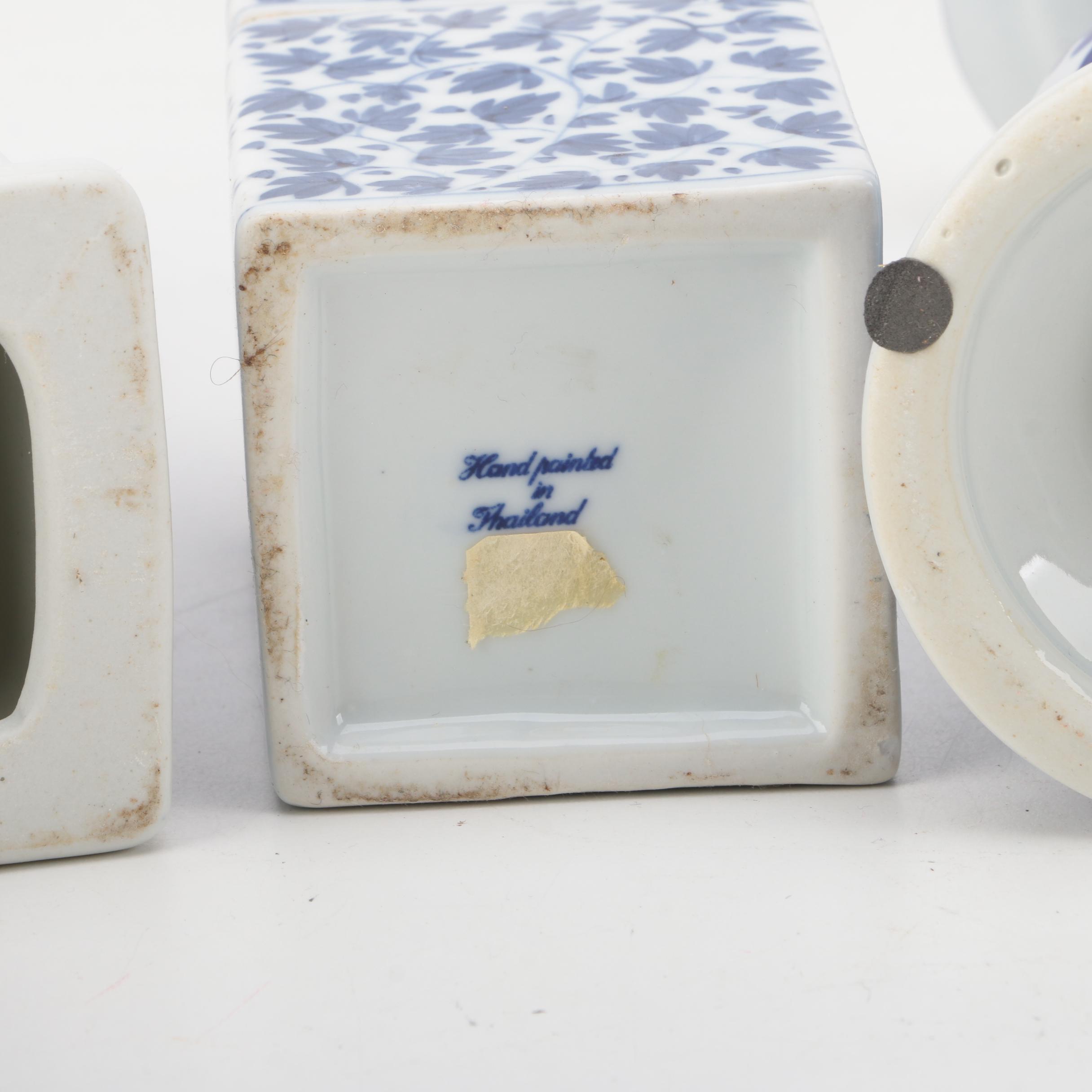 Blue and White Ceramic Decor Featuring Fitz & Floyd