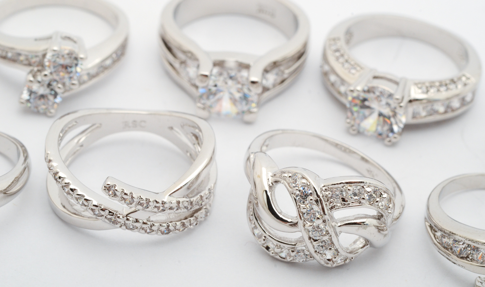 Silver Tone Fashion Rings with Cubic Zirconia