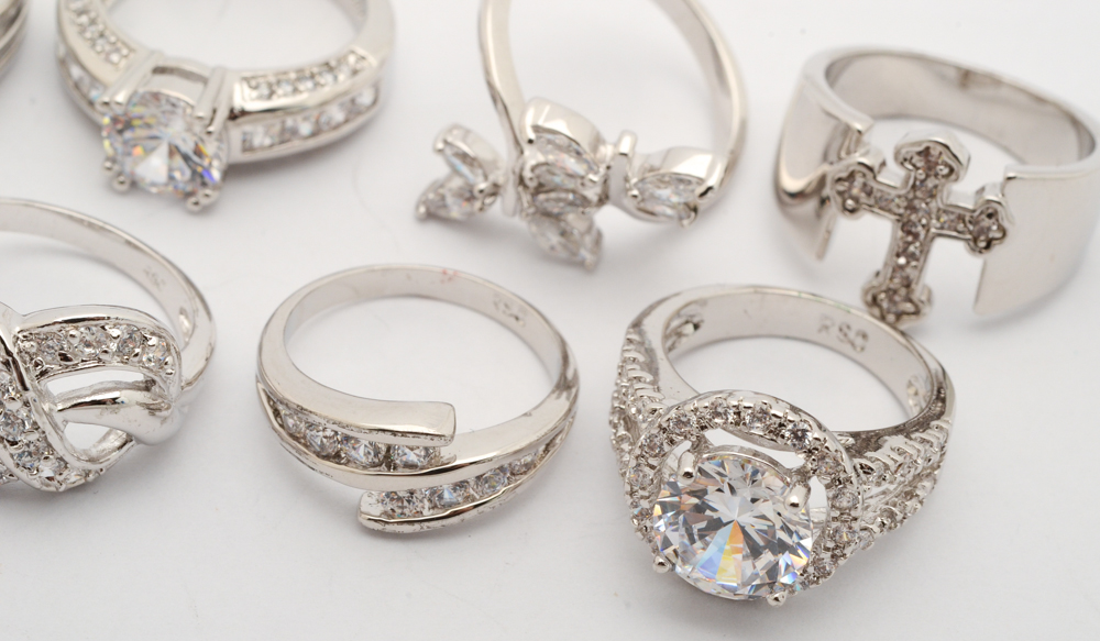 Silver Tone Fashion Rings with Cubic Zirconia