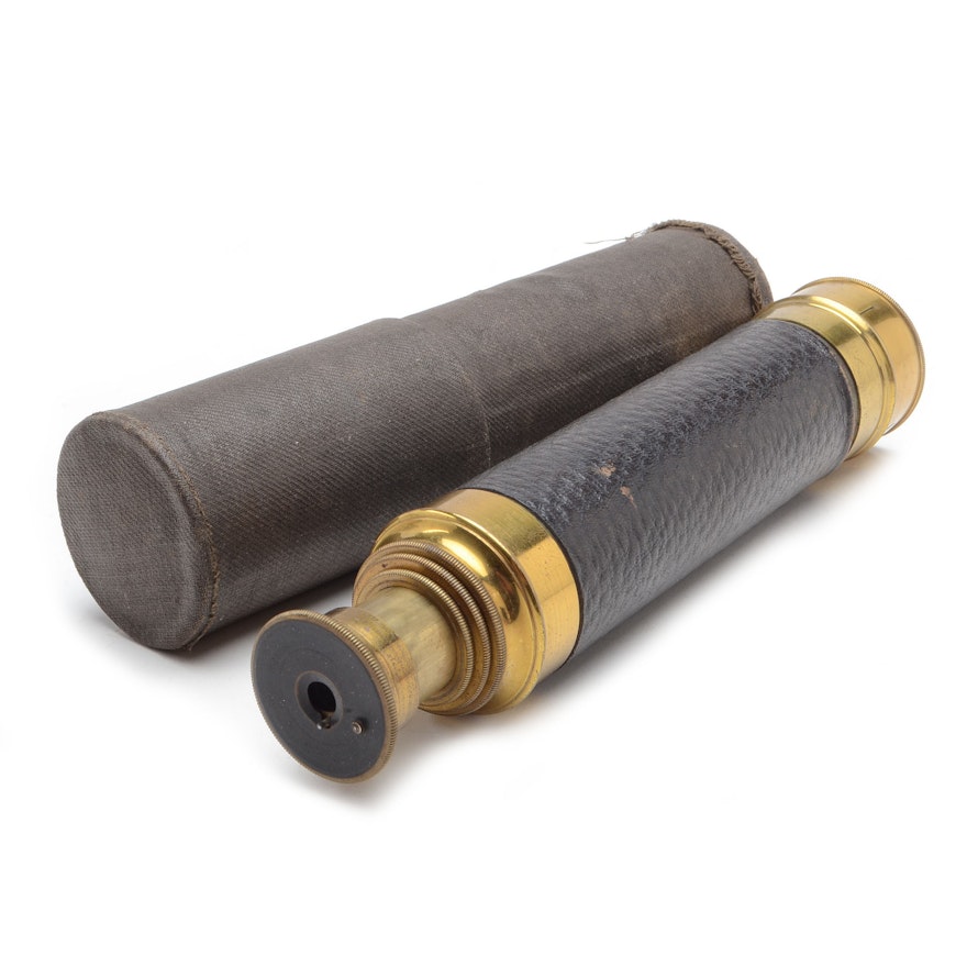 French Brass Four Draw Telescope