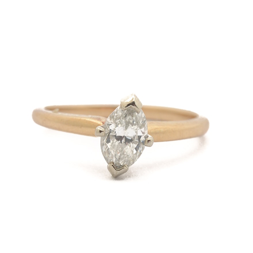 14K Yellow Gold Diamond Solitaire Ring